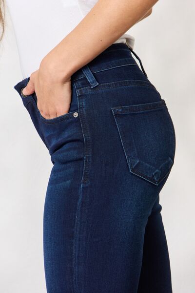Kancan Women's Full Size Mid Rise Flare Jeans - Stretchy Denim Pants for Casual Wear & Everyday Outfits
