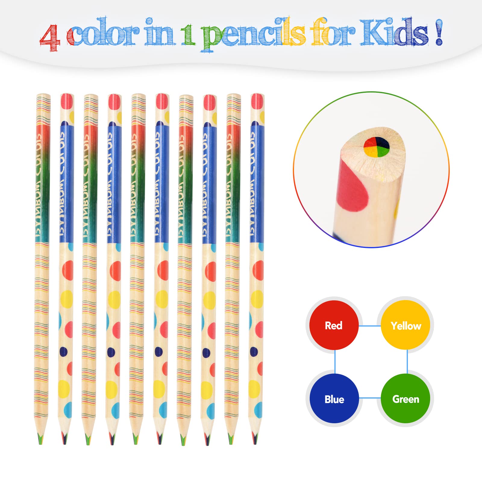 30-Piece Rainbow Colored Pencils Set for Kids - 4-in-1 Multicolor Easter Basket Stuffers, Fun Writing & Drawing Tools for School, Art Projects & Easter Gifts