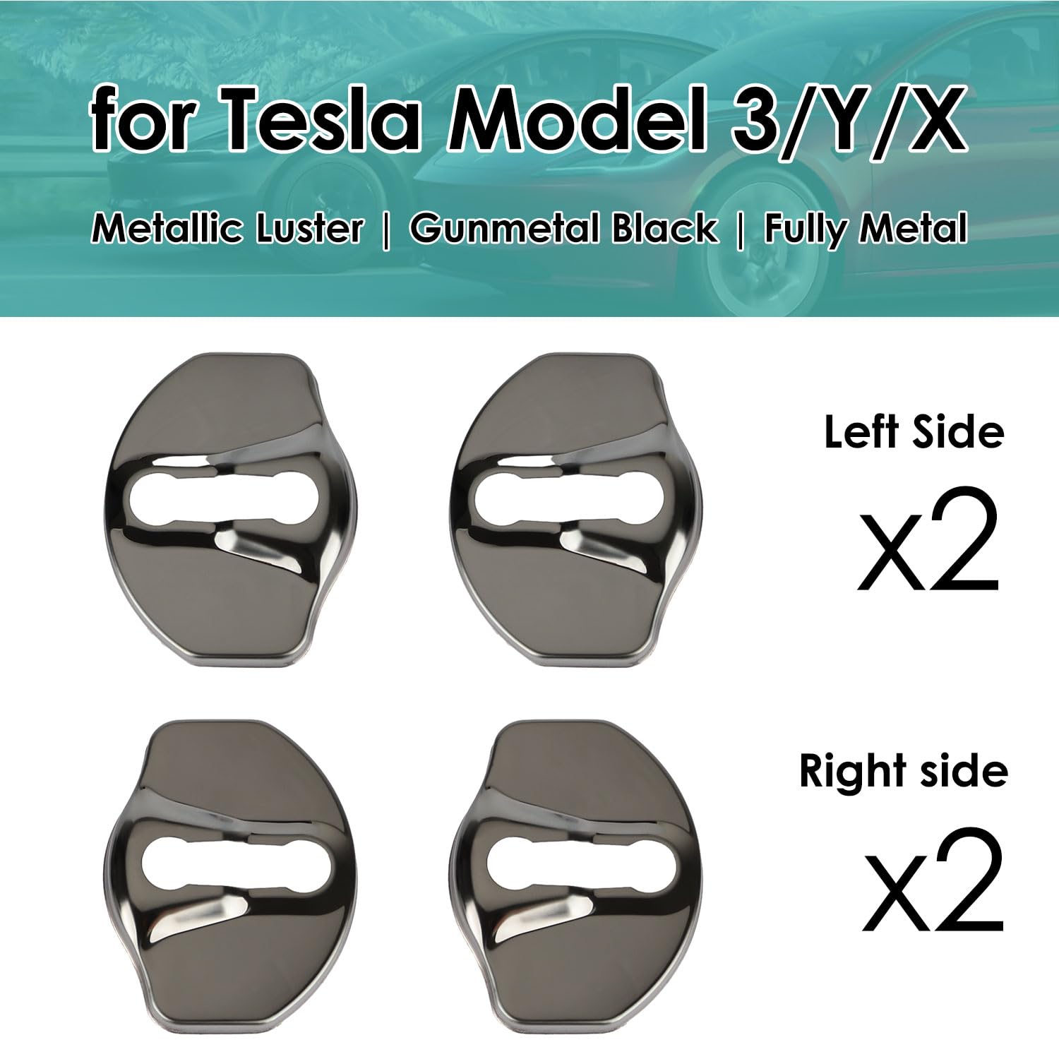 Premium Stainless Steel Tesla Model 3 & Y Door Lock Cover and Sill Protector - Durable Anti-Scratch Accessories for Enhanced Car Protection (Perfect for Daily Commute, Road Trips & Car Shows)