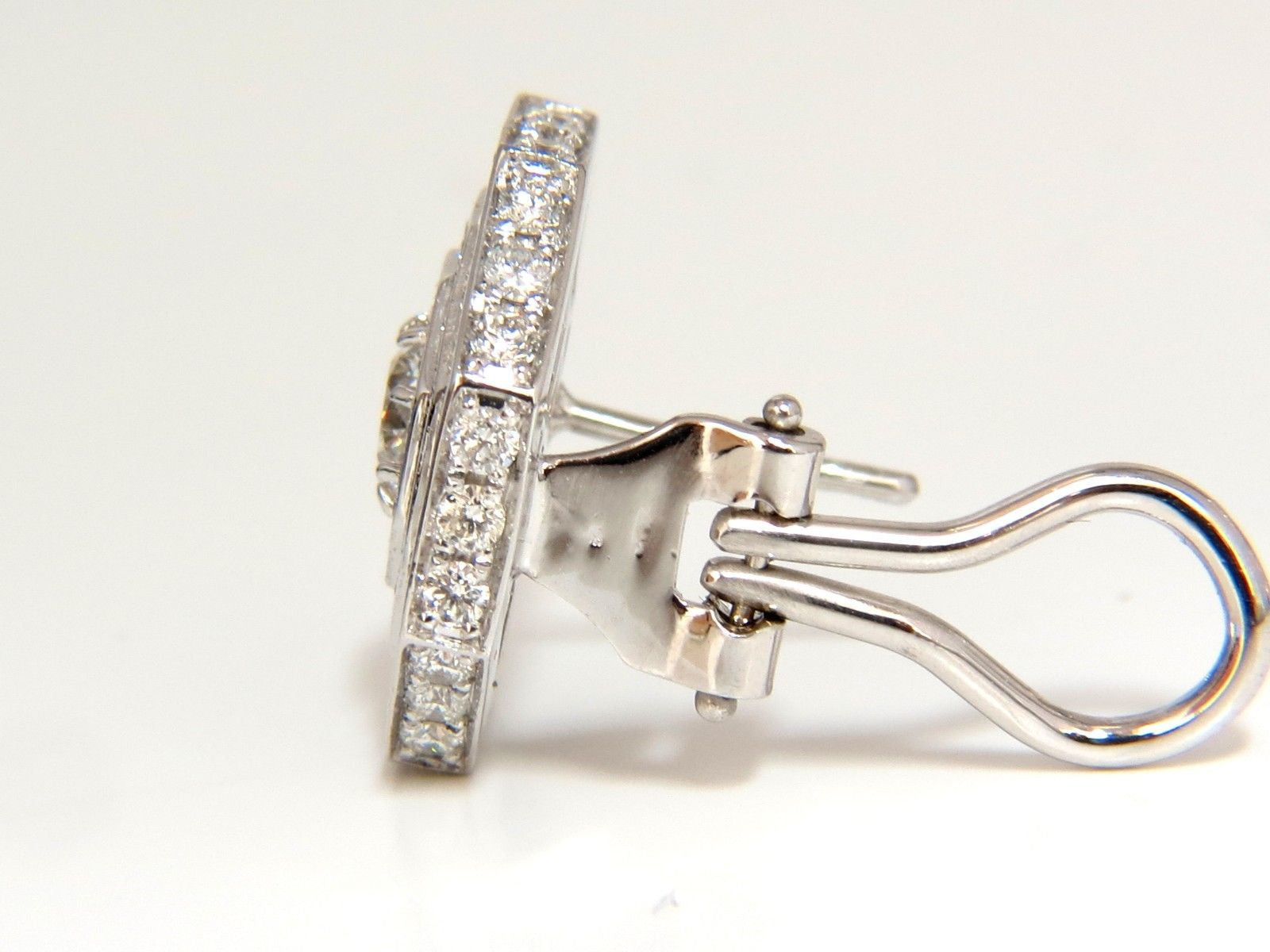 4.00CT Octagonal Step Cut Diamond Bead Set Clip-On Earrings in 18KT Gold - Perfect for Weddings, Parties & Special Occasions