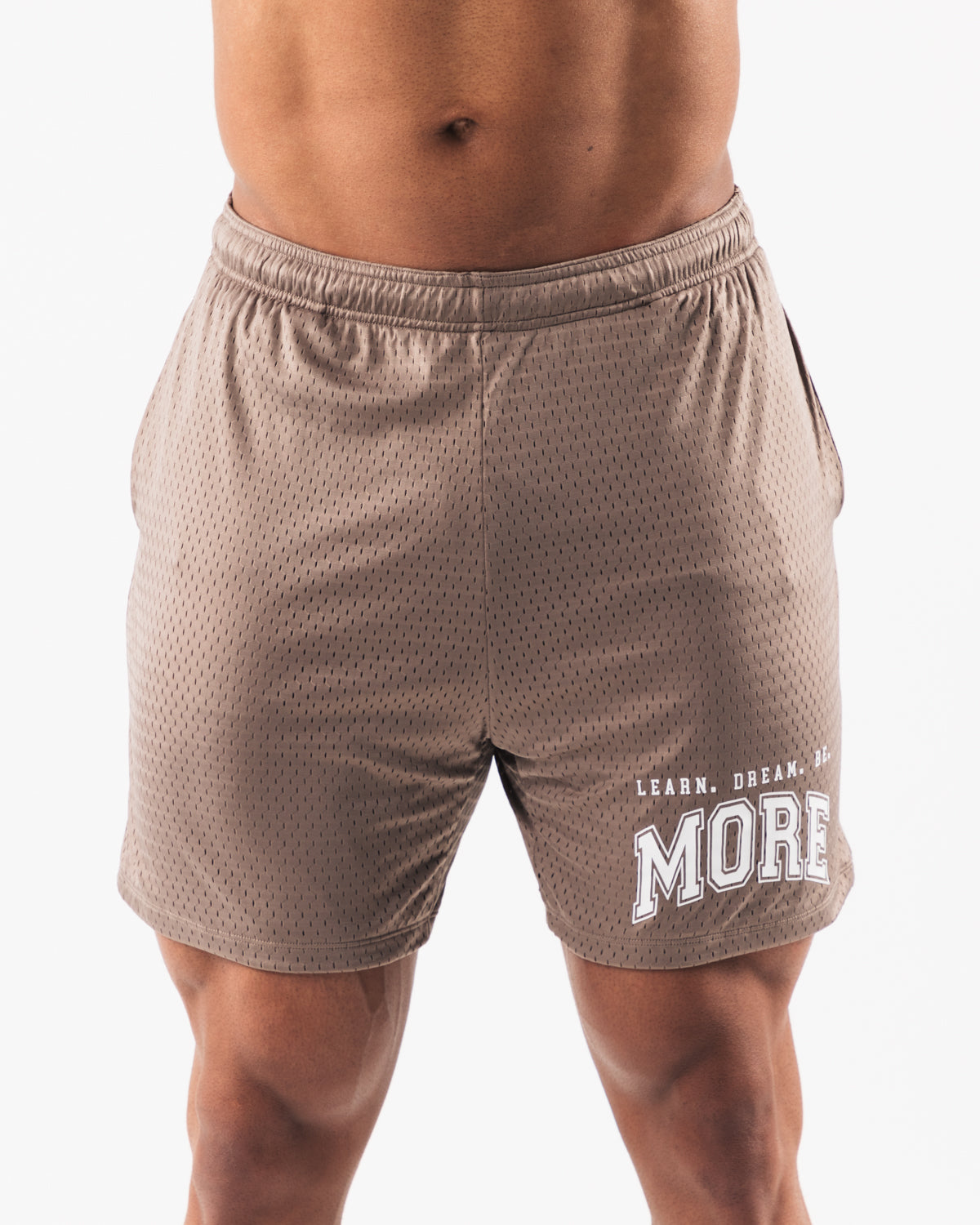 LDB Men's 6-Inch Mesh Shorts in Mocha - Lightweight Breathable Gym Running Workout Shorts for Active Lifestyles