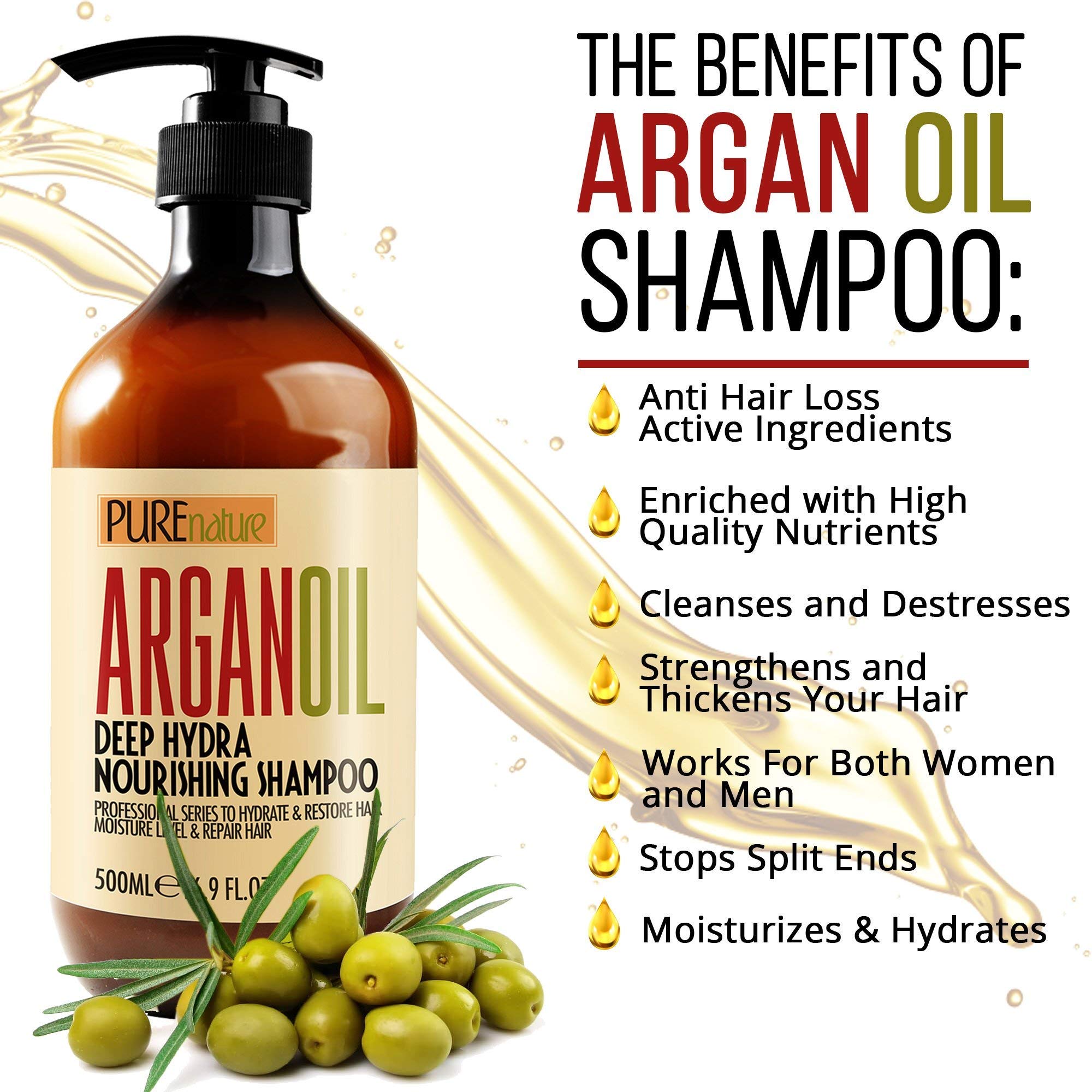 Pure Moroccan Argan Oil Shampoo & Conditioner Set for Hair Repair - Sulfate Free, Hydrating & Nourishing Hair Care Duo for Dry, Damaged Hair - Perfect for Daily Use & Salon Quality Results at Home
