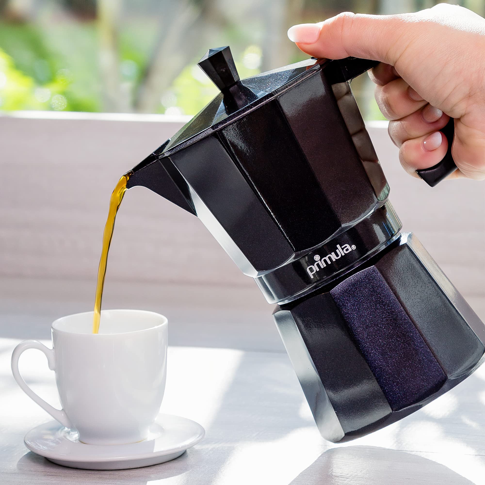 Primaria Classic Stovetop Espresso Maker - 6 Cup Italian Moka Pot for Authentic Espresso & Cuban Coffee - Durable Aluminum Coffee Maker for Gas/Electric Stoves - Perfect for Home Brewing & Camping Trips