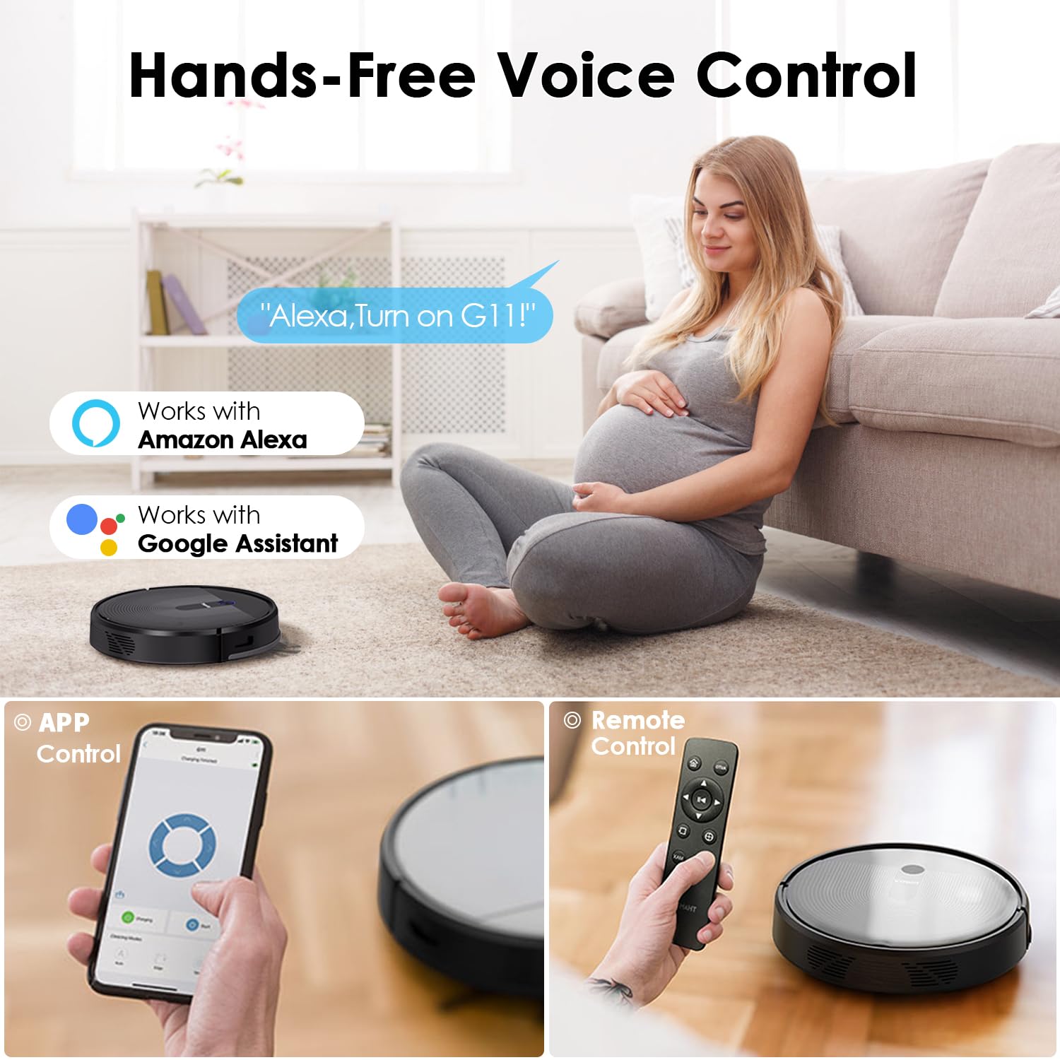 Smart Robot Vacuum Cleaner 2500Pa with WiFi App Control - Powerful Suction for Pet Hair, Hard Floors & Carpets - Ideal for Home Cleaning & Pet Owners