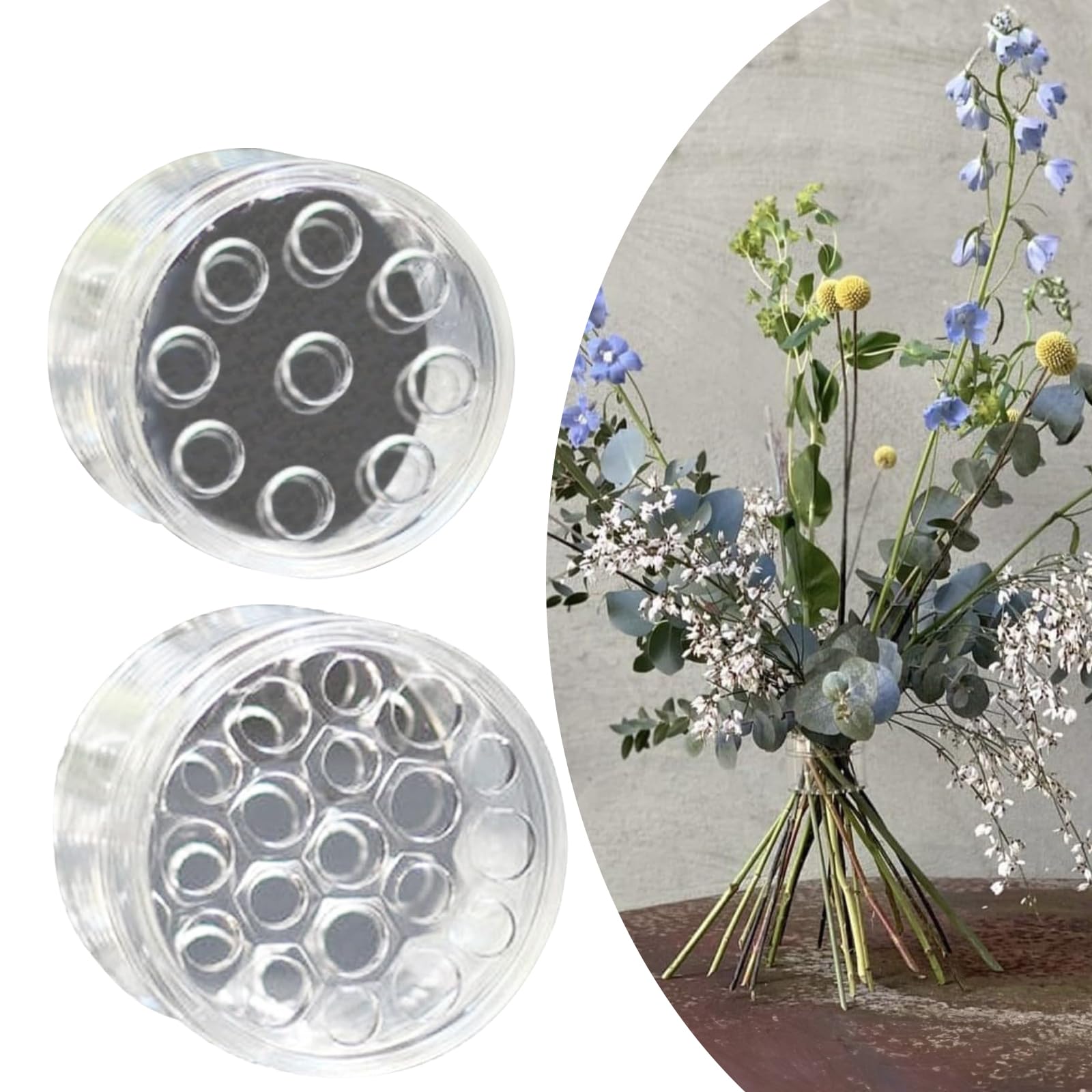 Spiral Ikebana Flower Holder - Clear Stem Support for DIY Bouquet Arrangement | Perfect for Wedding Centerpieces, Home Decor & Floral Design (Set of S+L)