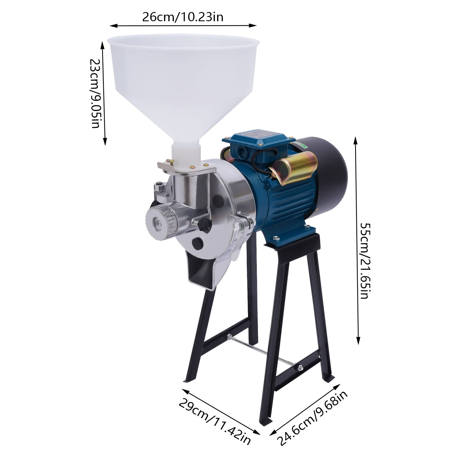 110V Electric Grain Mill Grinder - 10L Commercial Corn Mill for Rice, Wheat, Coffee & Cereals | Wet & Dry Flour Grinder with Funnel for Home & Bakery Use