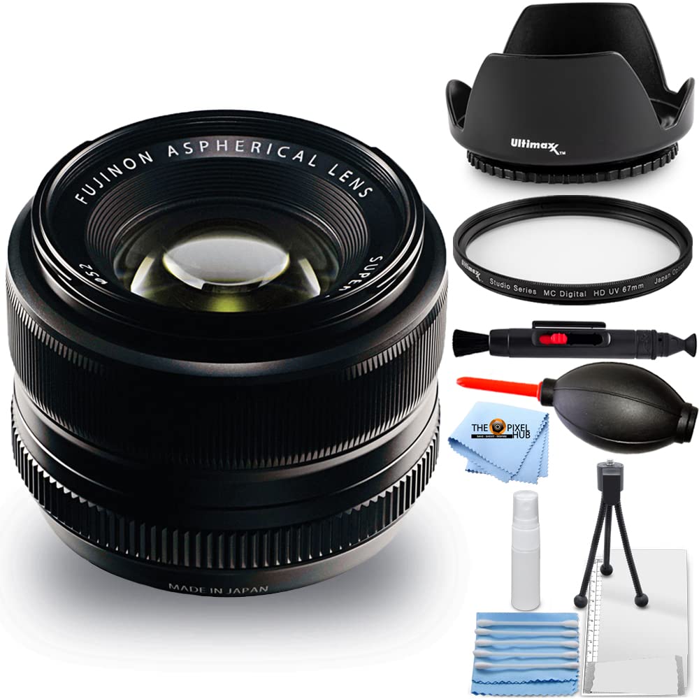 Fujifilm XF 35mm f/1.4 R Lens with Accessory Bundle - Includes Tulip Lens Hood, UV Filter, Cleaning Pen, Blower & Microfiber Cloth | Perfect for Portrait, Street & Low Light Photography | Compatible with Fujifilm X-Mount Cameras