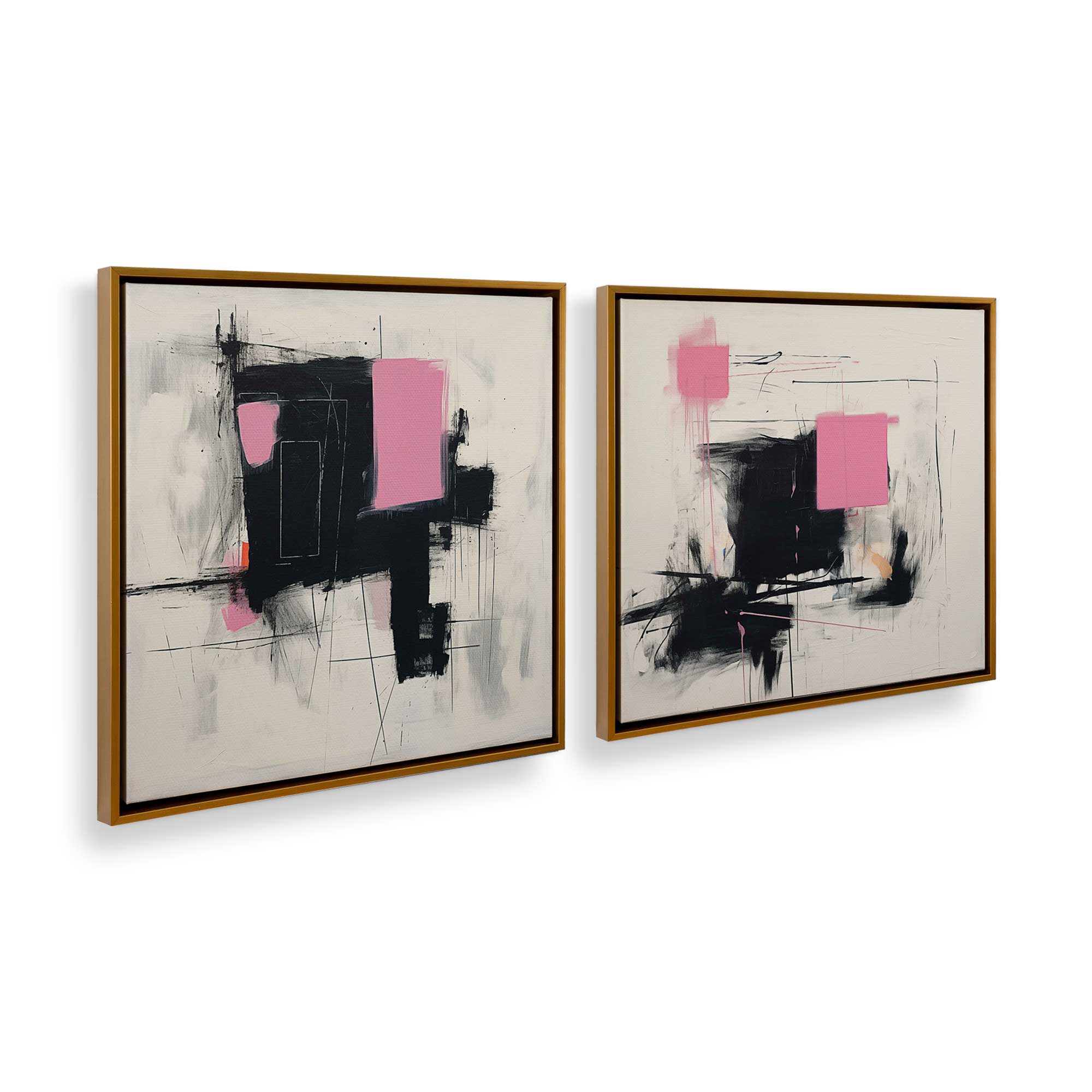 Graphite Pink Fusion Set of 2 Canvas Prints - Modern Wall Art for Living Room, Bedroom & Office Decor