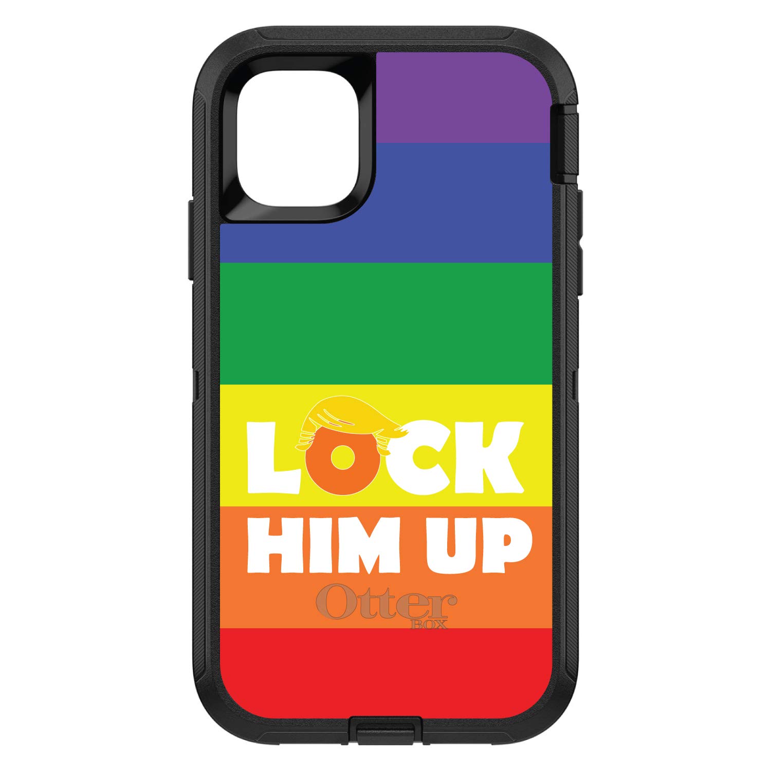 DistinctInk iPhone 13 Pro Case (6.1 Inch) - Heavy Duty Protective Phone Cover with Locking Clip, Rainbow Design - Durable Replacement for OtterBox Defender - Perfect for Outdoor Activities, Construction Work & Extreme Sports Protection
