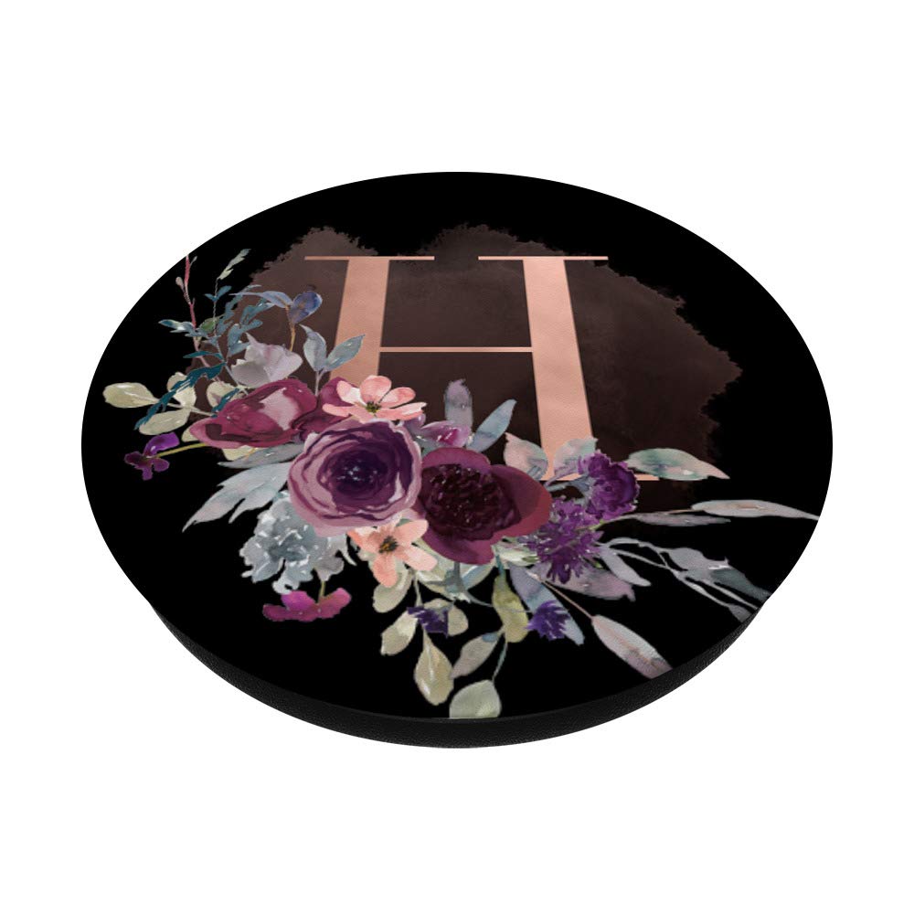 Dark Burgundy Purple Rose Monogram Letter H - Personalized Floral Initial for Home Decor, Wedding Invitations & Gift Wrapping