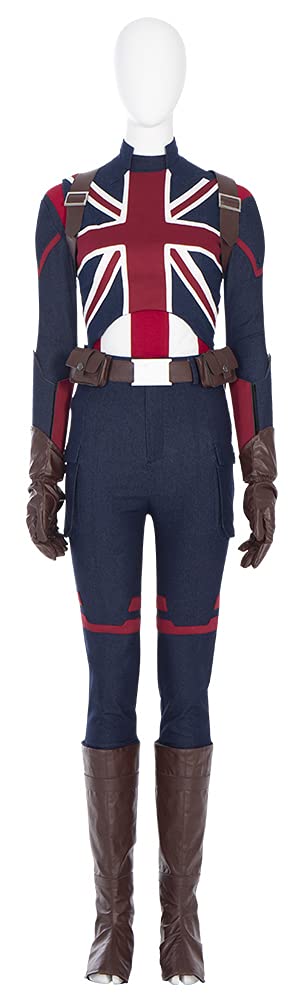 Women's Peggy Carter Costume Outfit | Kids Captain Carter Cosplay Uniform | Girls Halloween Battle Suit | Perfect for Comic Con, Halloween Parties & Marvel Themed Events