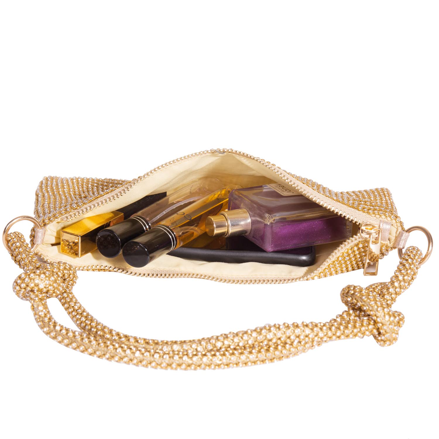 Sparkly Rhinestone Evening Bag for Women - Elegant Bling Chain Clutch Purse for Parties, Weddings & Special Occasions