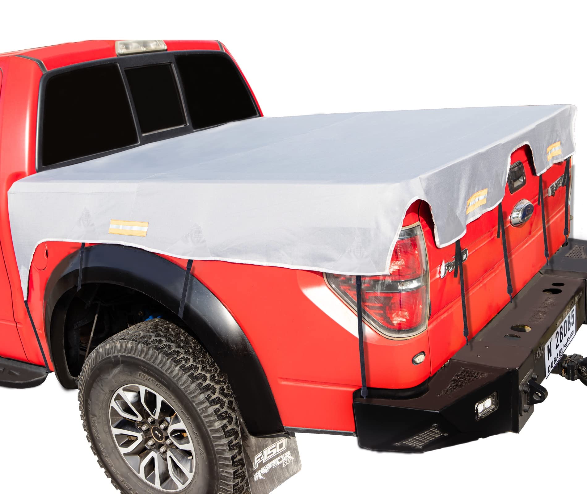 2022 Upgraded Waterproof Truck Bed Cover for Ford F150/F250, Chevy Silverado/Sierra, Ram & Toyota Tundra (8' Long Bed) - 600D Oxford Cargo Tarp with Bungee Belts - Perfect for Camping, Hauling & Outdoor Adventures