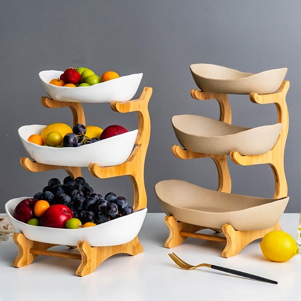 Calista 3 Tier Stainless Steel Fruit Basket - Elegant Kitchen Countertop Organizer for Fruits, Vegetables & Snacks | Perfect for Dining Table, Pantry & Party Serving