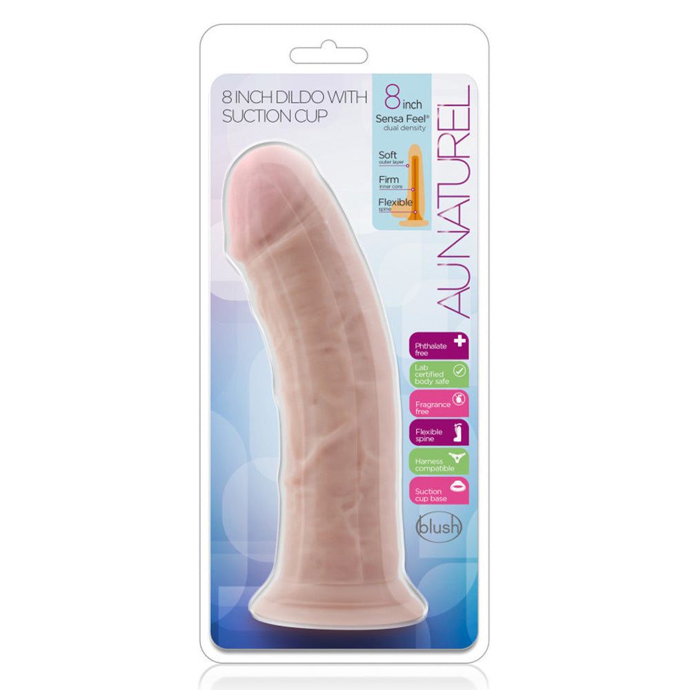 Premium 8-Inch Dual Density Silicone Dildo with Strong Suction Cup - Realistic Feel for Solo Play & Couples Use - Perfect for Bedroom Fun & Discreet Storage