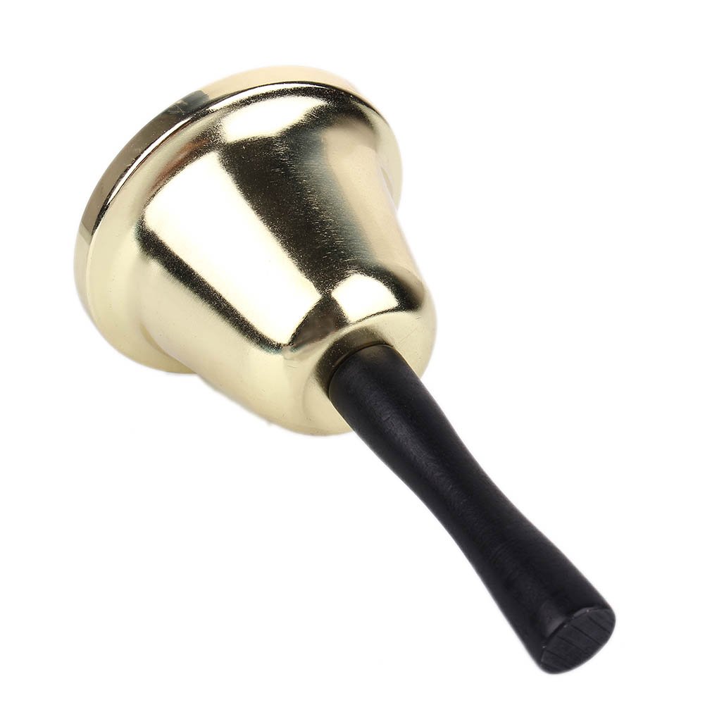 Echi Gold Plated Metal Loud Service Bell - Handheld Alarm Bell for Restaurants, Hotels, and Office Reception Desks