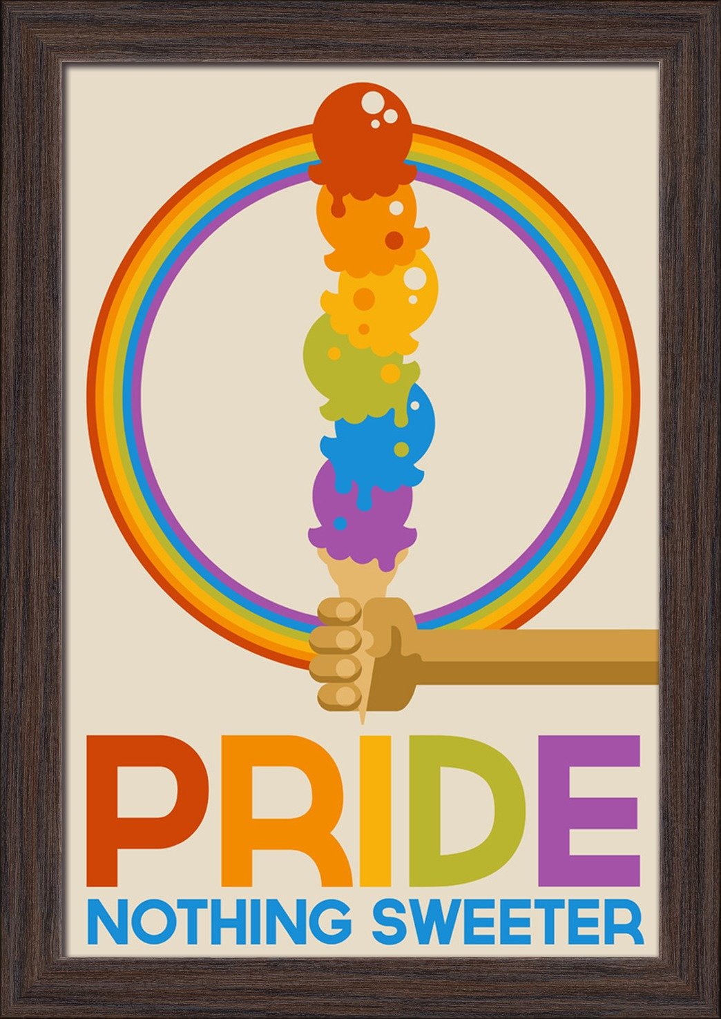 LGBTQ+ Pride Fine Art Print - 12x18 Inches Giclee on Recycled Wood Frame, Espresso Brown - Perfect for Home Decor, Office Wall Art & Pride Month Celebrations