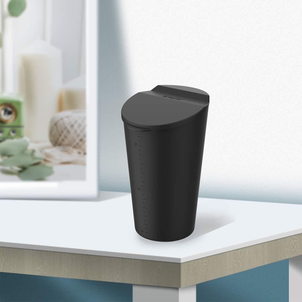 ThinSGO Car Silicone Trash Can with Lid - Leakproof Cup Holder Garbage Bin for Vehicles, Auto, Home & Office - Compact Car Accessories for Road Trips, Commuting & Workspace Organization (Black)