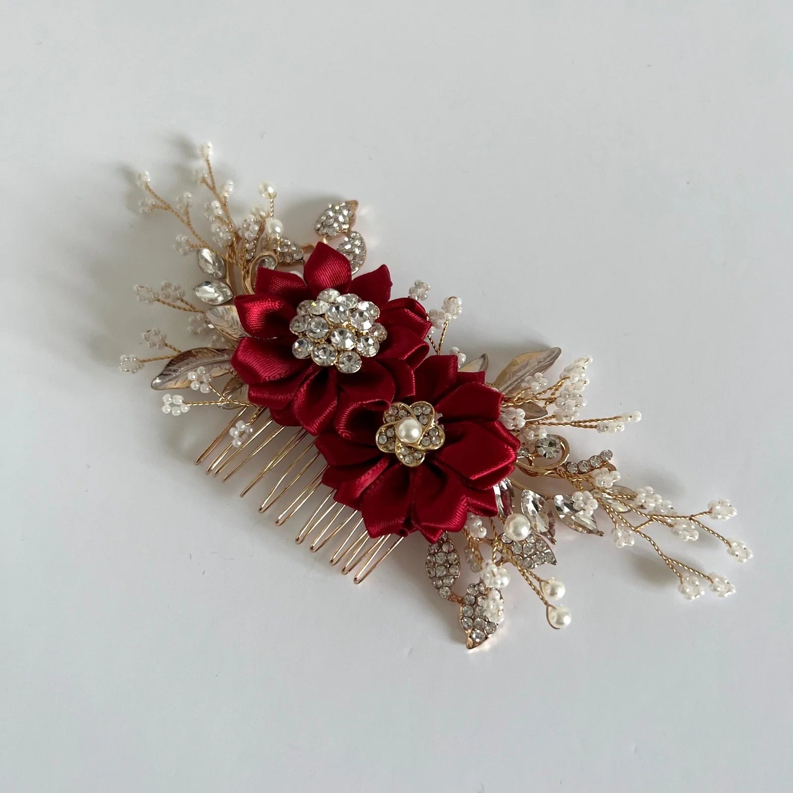 Floral Bridal Hair Comb | Wedding Hair Accessories with Flowers | All Colors Available (TT327) | Perfect for Bridal Bouquets, Bridesmaids & Special Occasions