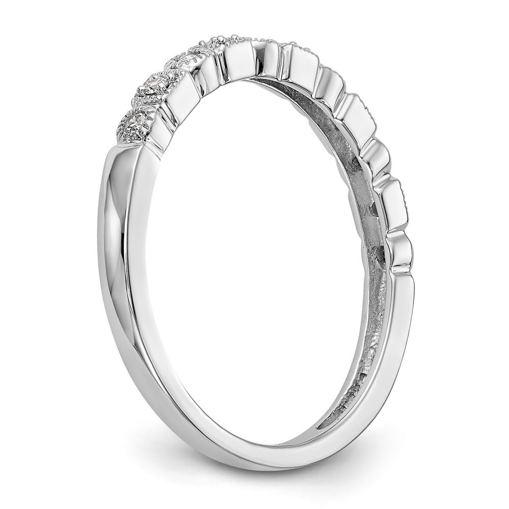 14K White Gold Diamond Band Ring for Women - 0.09Ct Round Cut Solitaire Wedding Ring, Anniversary Gift, Stackable Ring for Everyday Wear