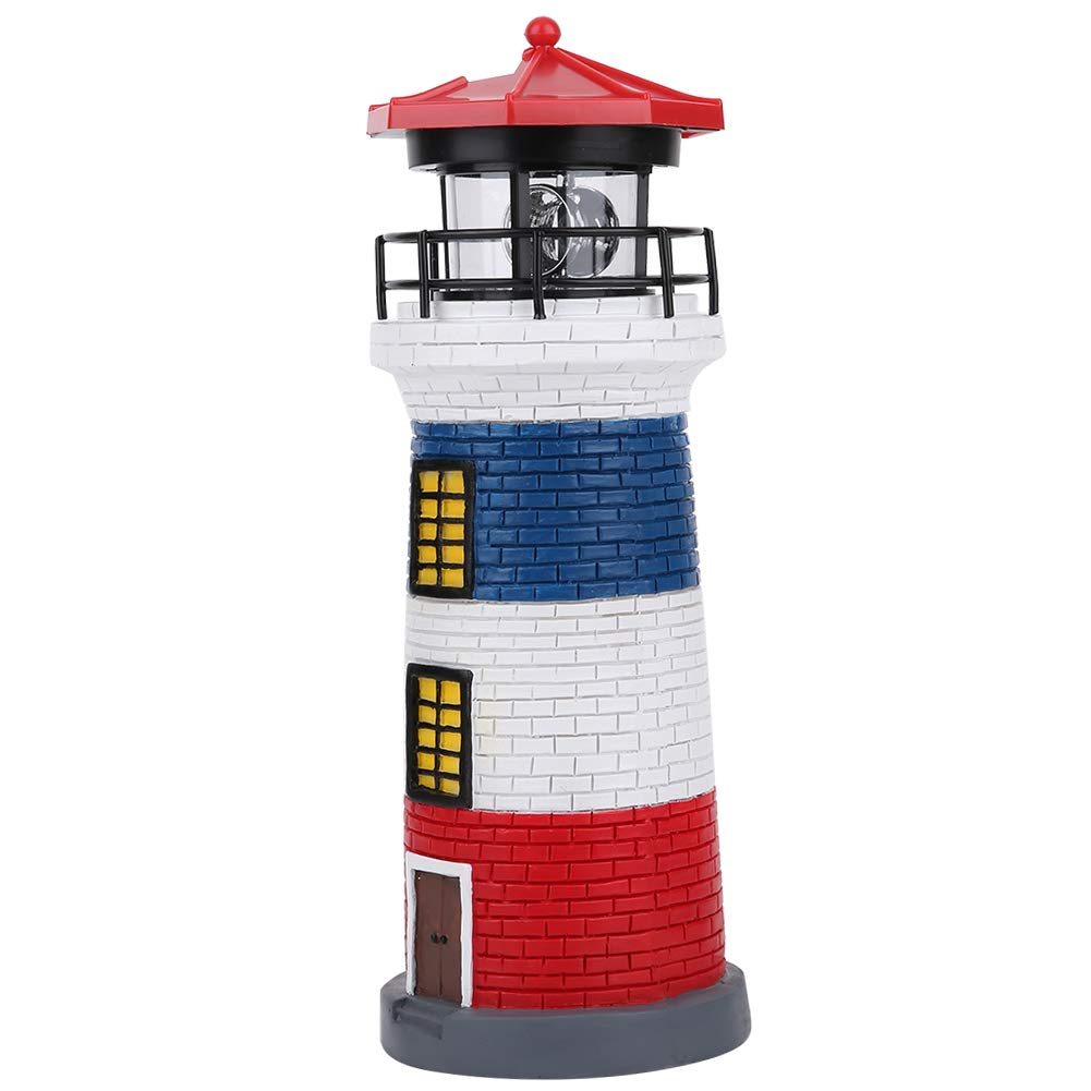 Yosoo Solar Powered Rotating Lighthouse Light - Energy Saving, Waterproof Outdoor Garden & Yard Decoration (Red, Blue, White) | Perfect for Patio, Pathway & Landscape Lighting
