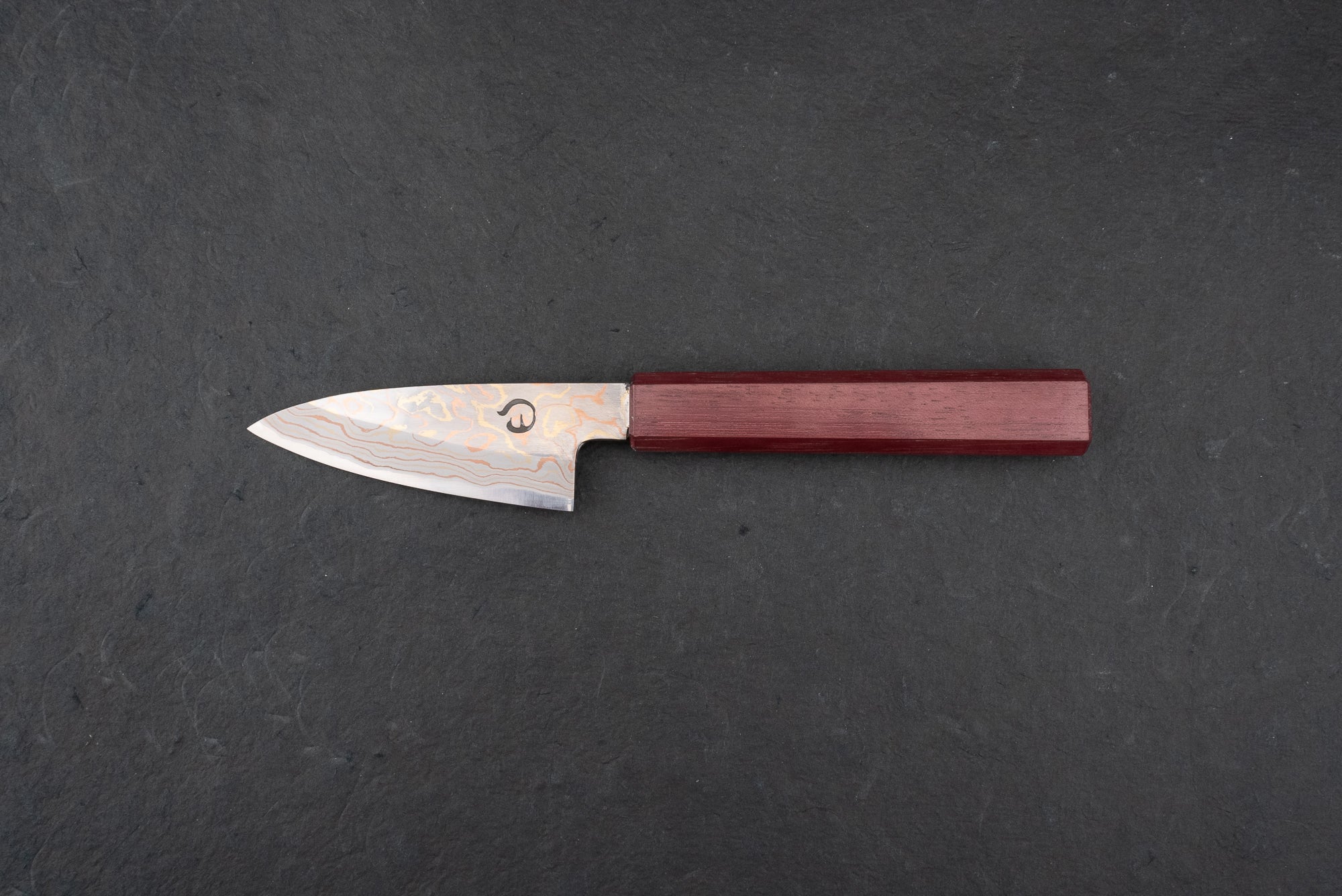 Mutsumi Hinoura V-Toku Rainbow Damascus Petty Knife 85mm - Premium Japanese Kitchen Knife for Slicing, Dicing & Precision Cutting