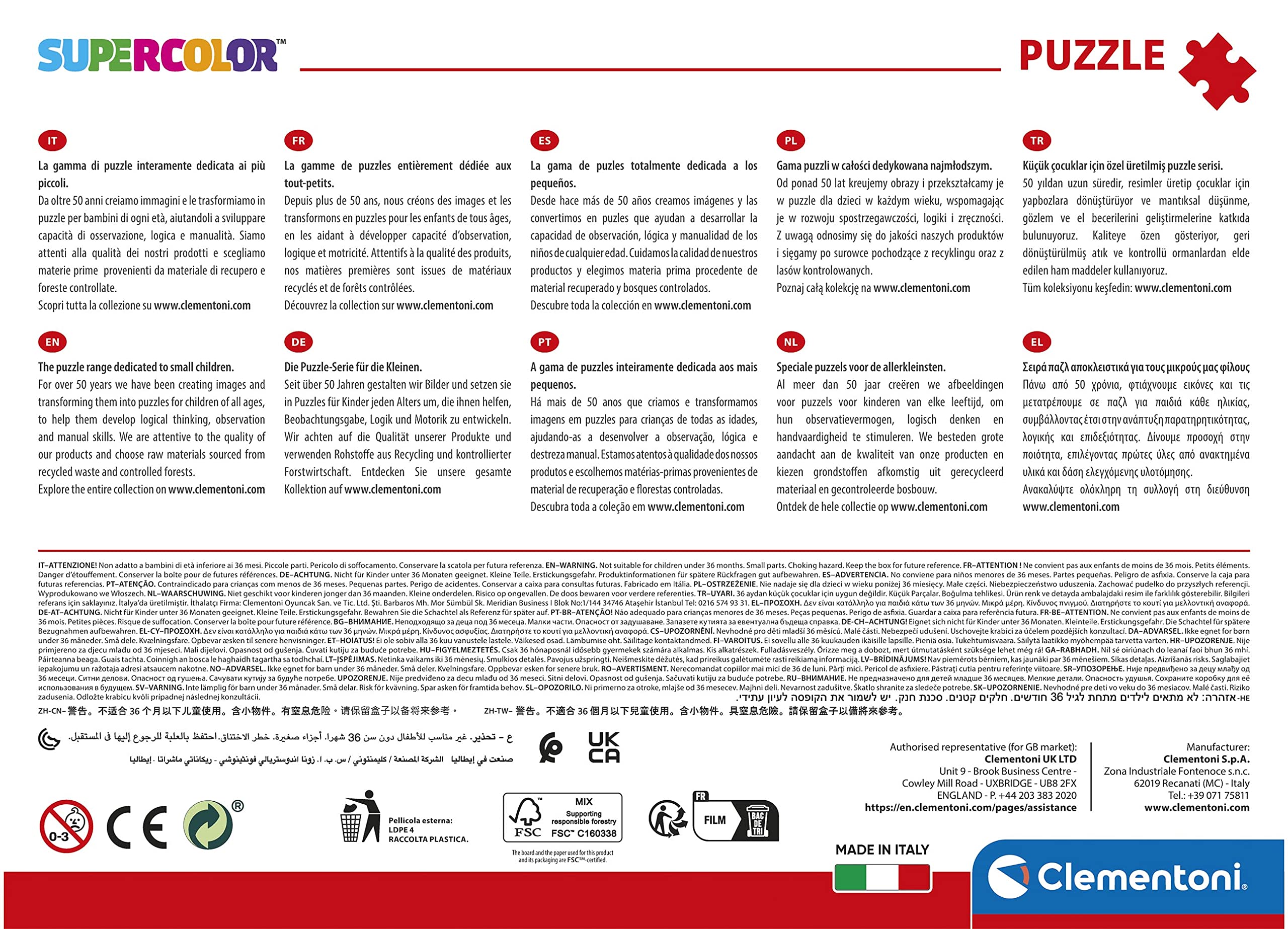 Clementoni Supercolor Puzzle - Harry Potter 180 Piece Puzzle for Kids Age 7, Cartoon Puzzle Made in Italy - Perfect for Family Game Night and Birthday Gifts