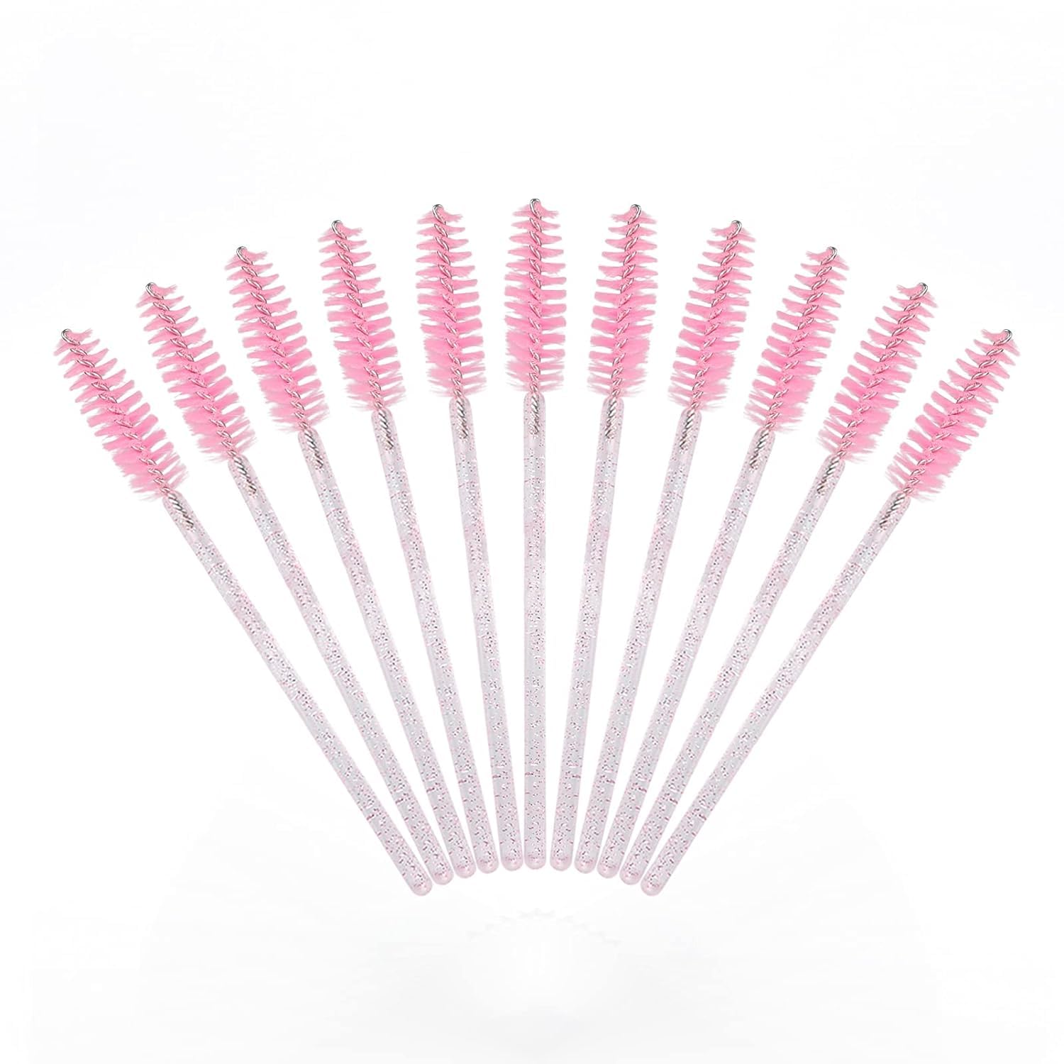 VOIISH 50 Pcs Disposable Mascara Wands - Eyelash Extension Brushes for Professional Makeup Artists - Crystal Light Pink Lash Applicator Tools (Perfect for Salon, DIY Lash Extensions & At-Home Beauty)