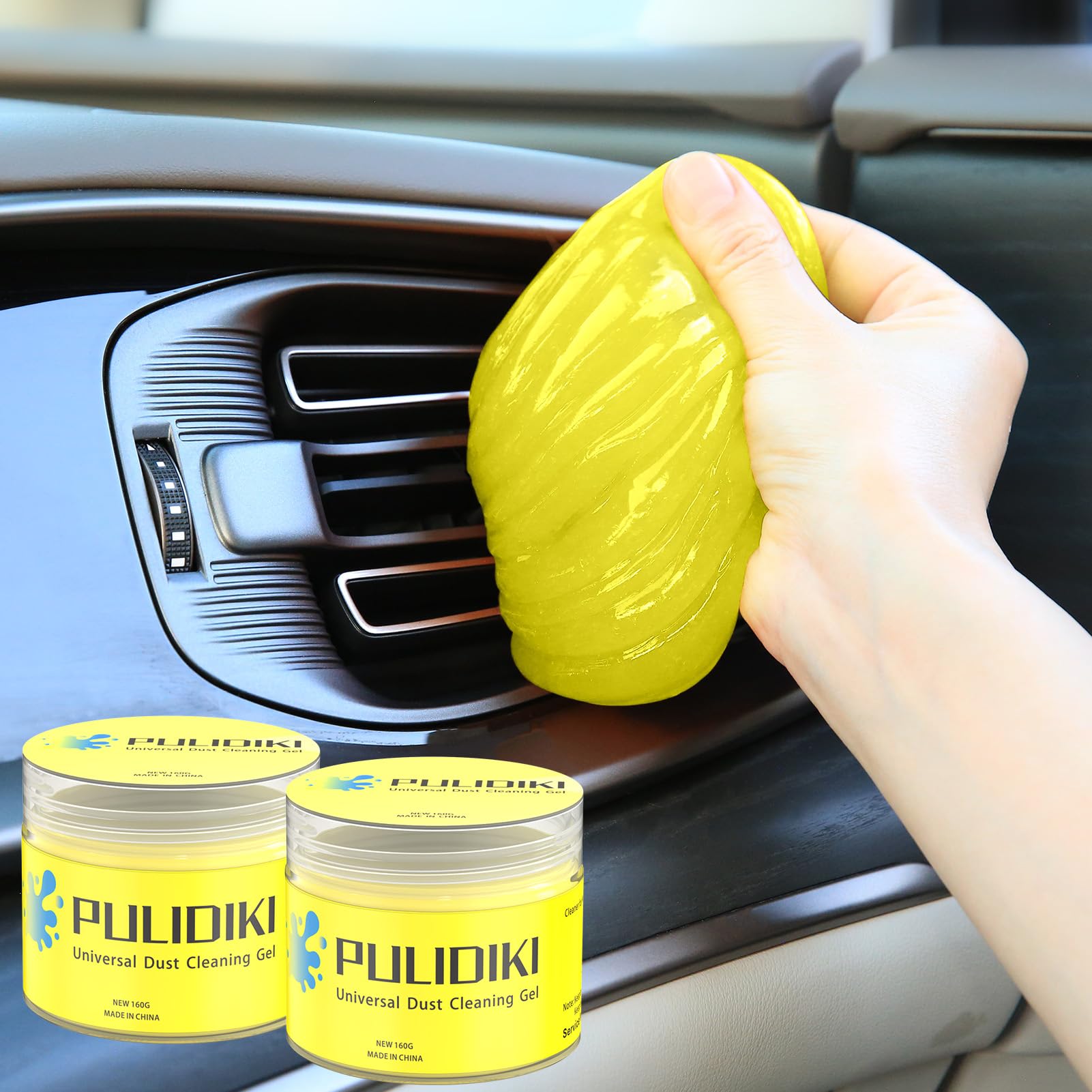 PULIDIKI Car Cleaning Gel - 2 Pack Auto Detailing Putty for Interior Dust Removal | Reusable Slime Cleaner for Car Vents, Keyboards & Electronics | Non-Toxic Car Accessories for Deep Cleaning & Maintenance
