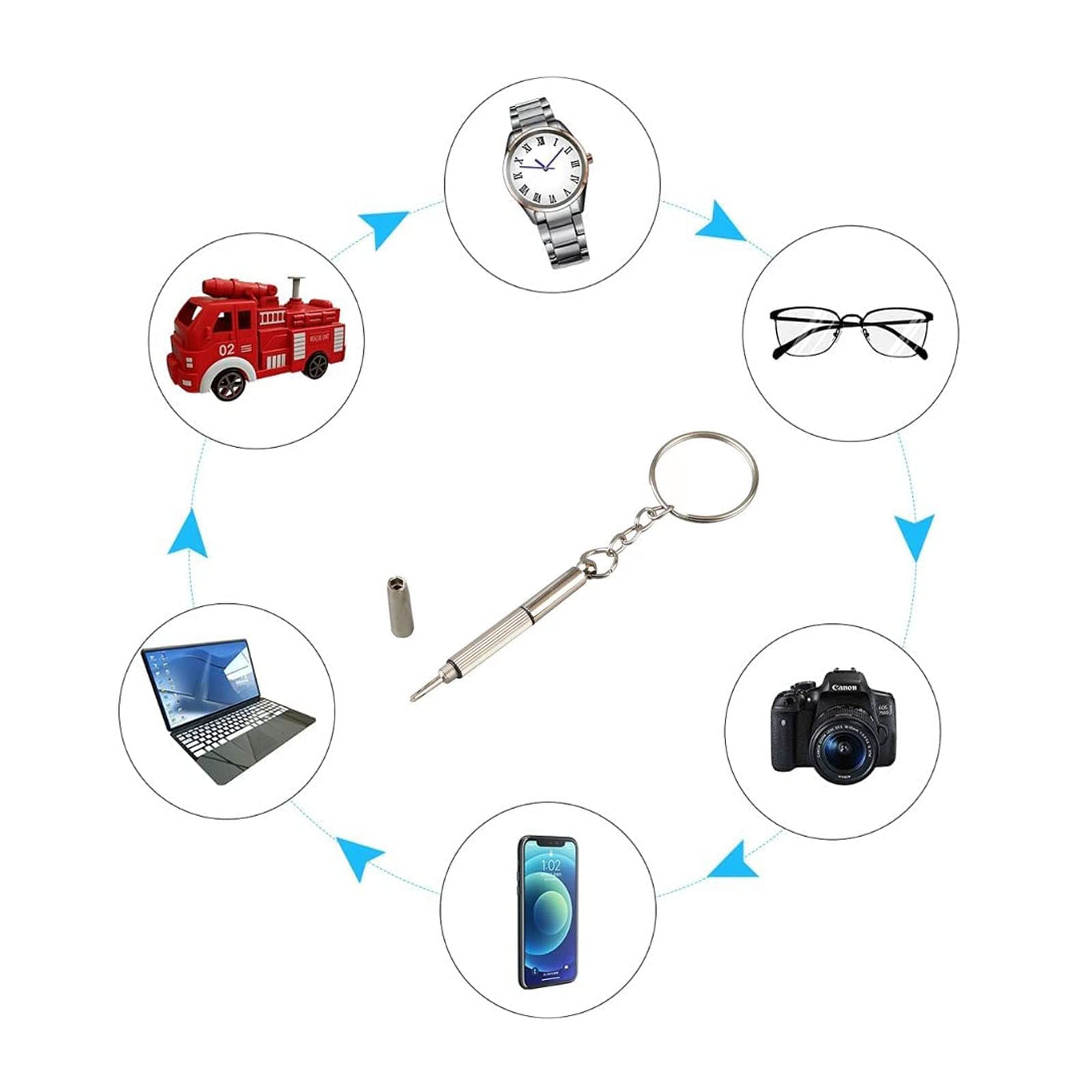 Premium S2 Steel Eyeglass Repair Screwdriver - Multi-Functional Keychain Tool for Glasses, Sunglasses & Electronics - Perfect for Travel, Home & Office Use