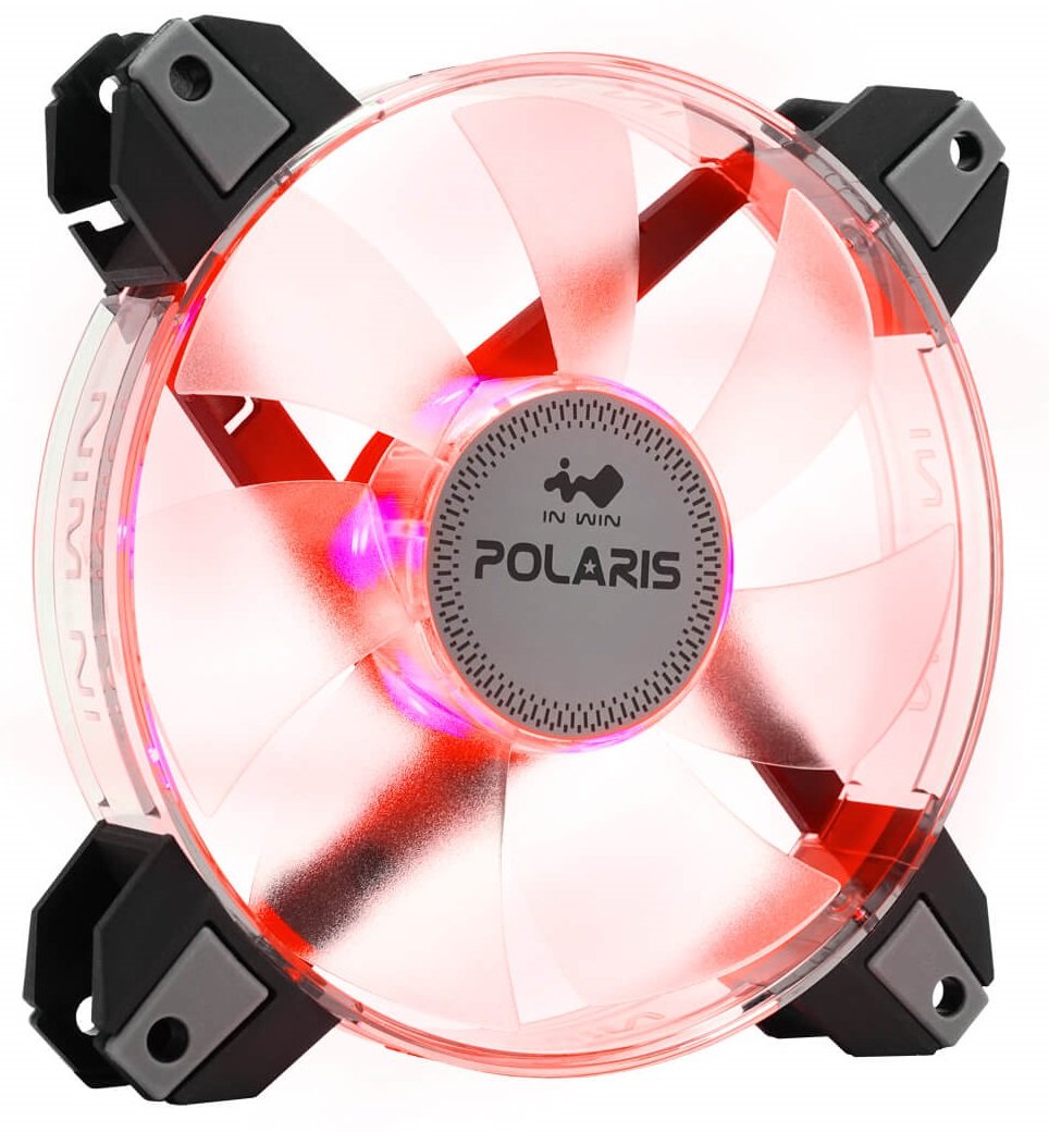 InWin Polaris 120mm Red LED Case Fan - High Performance, Silent PC Cooling Fan with Anti-Vibration Mounts | Perfect for Gaming PCs, Workstations & PC Case Airflow Optimization