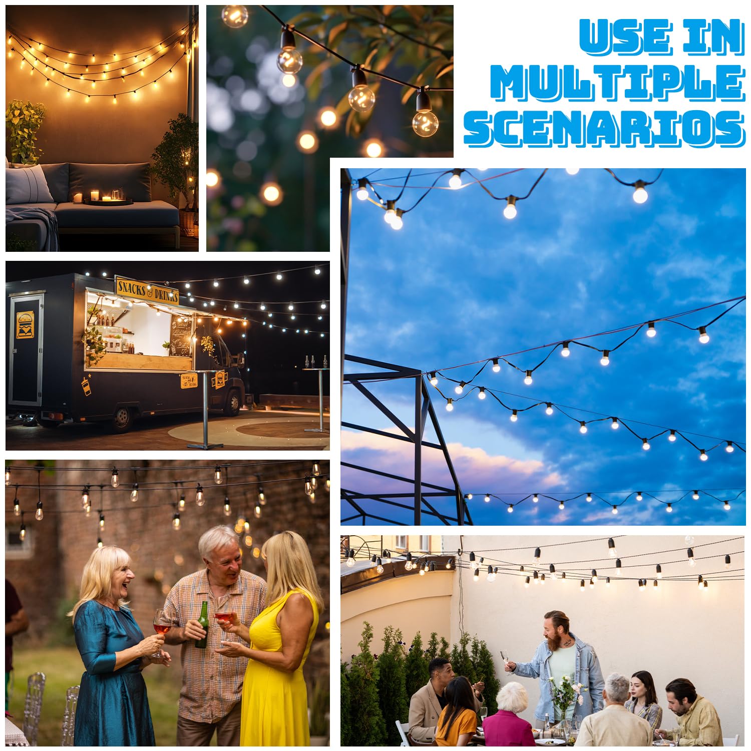 400Ft Nylon Coated Stainless Steel 304 String Light Hanging Wire Rope Kit with Accessories - Outdoor Patio Lights, Camping Lights, Garden & Backyard Decoration