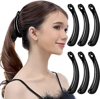 Premium Black Banana Hair Clips for Women & Girls (Pack of 12) - Strong Hold Hair Accessories for School, Work, Gym & Everyday Styling