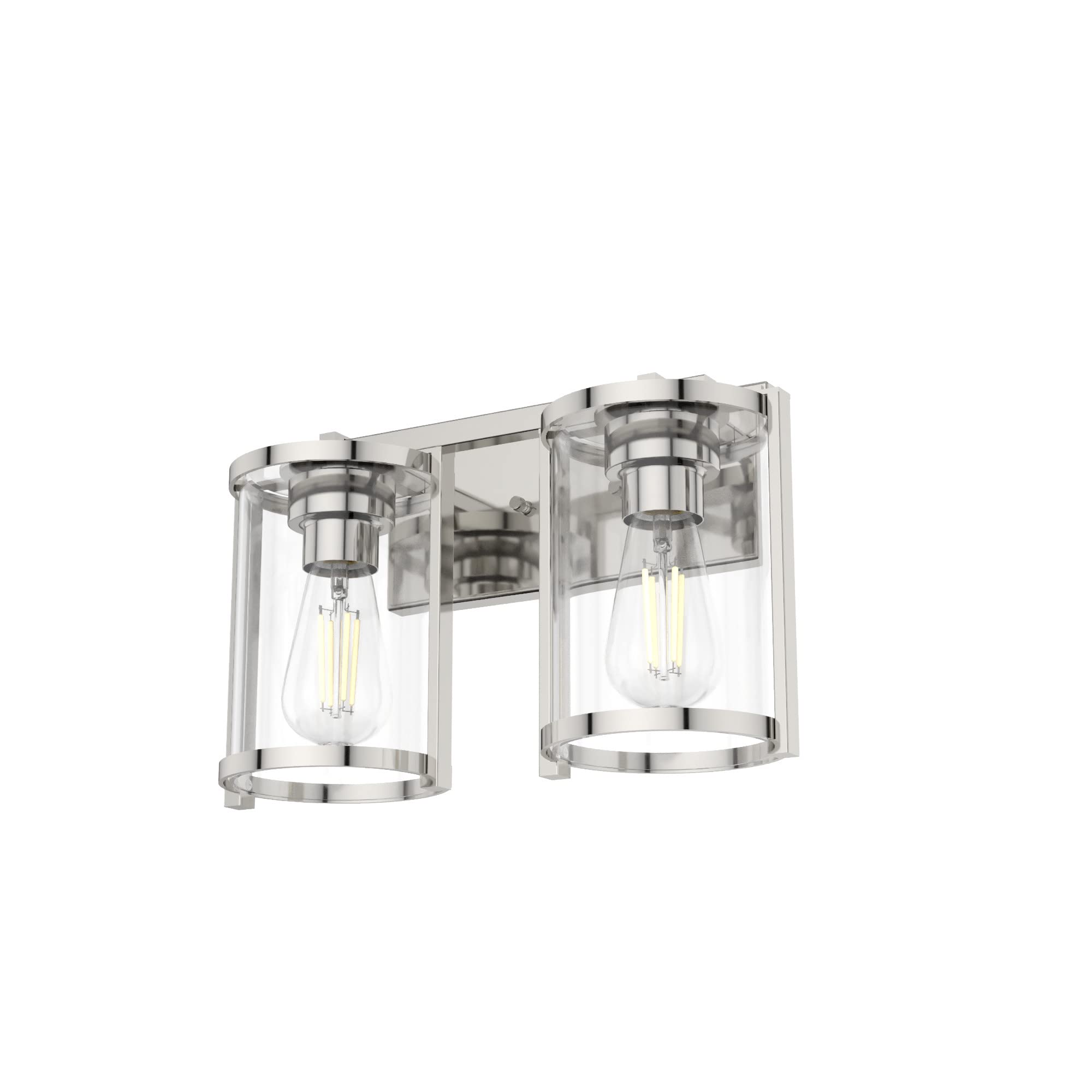 Hunter Fan Company 19963 Astwood Vanity Light in Polished Nickel - Modern Bathroom Lighting Fixture for Vanity Mirror, Makeup Area and Powder Room