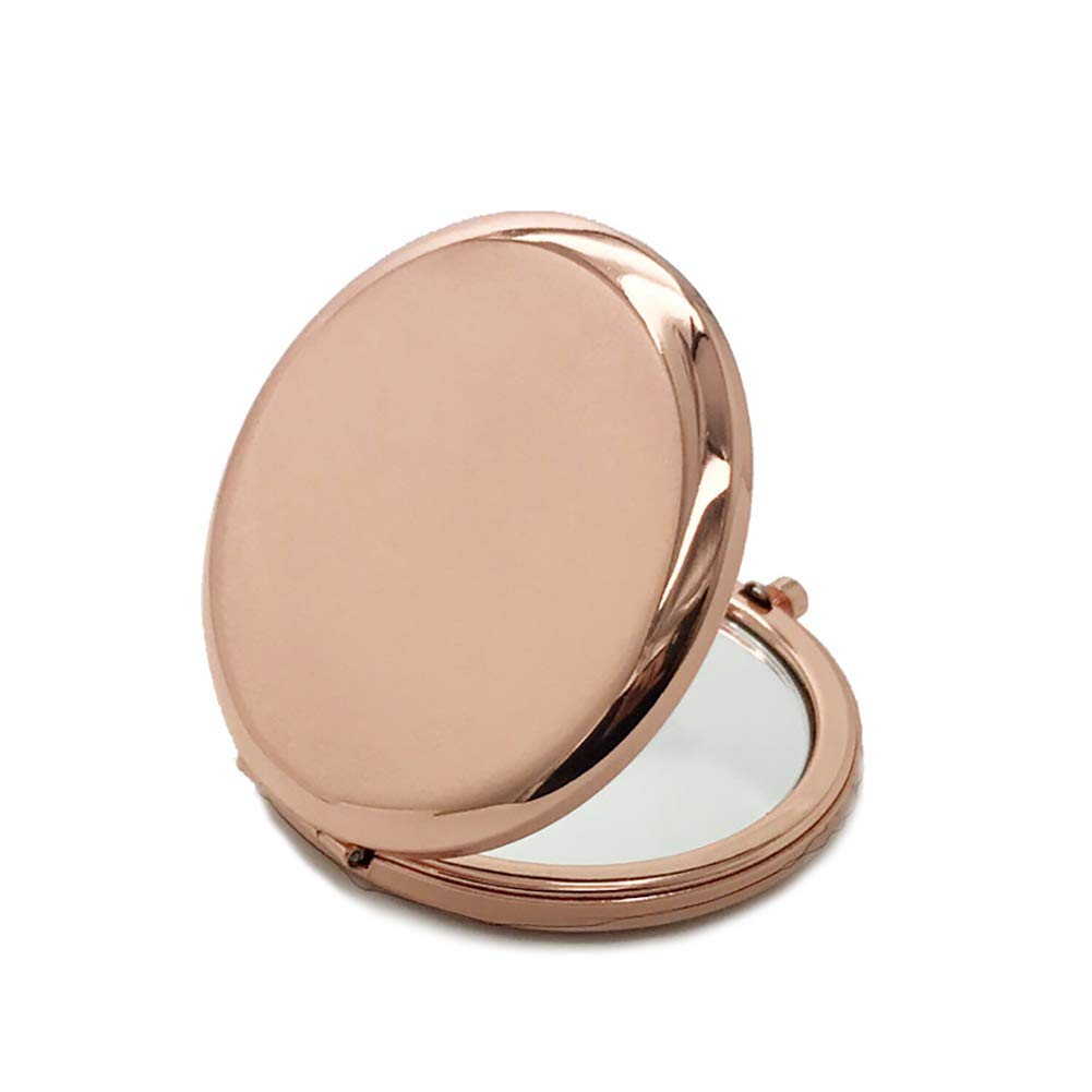 Portable Mini Makeup Mirror with Rose Gold Metal Case - Double-Sided Pop-Up Compact Mirror for Travel, Home & On-the-Go Touch Ups
