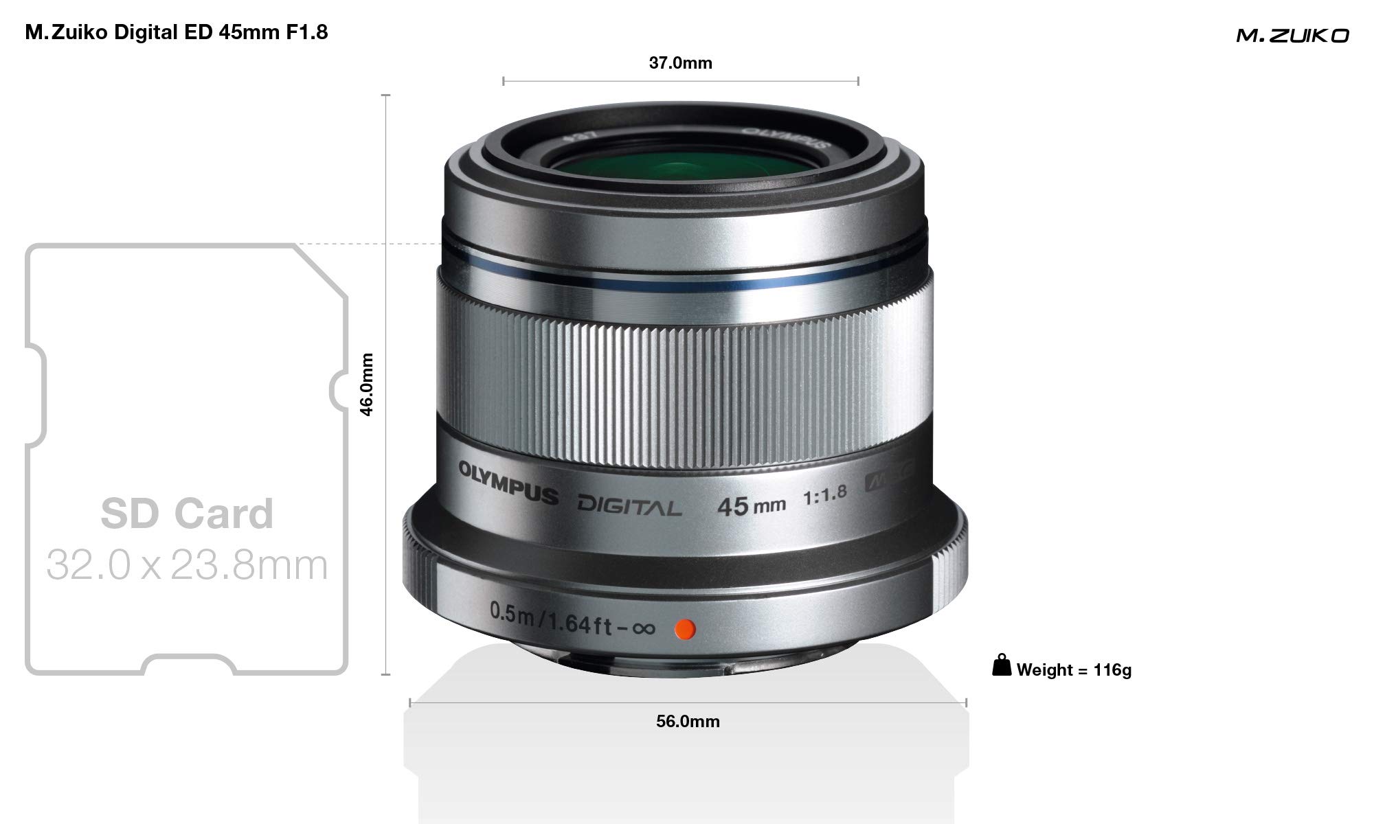 Olympus M.Zuiko Digital 45mm F1.8 Lens - Fast Prime Lens for MFT Cameras (OM-D, PEN, Panasonic G-Series) | Perfect for Portraits & Low Light Photography | Silver