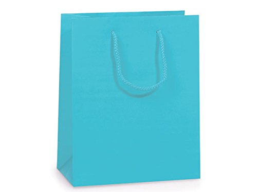 Premium Matte Laminated Turquoise Gift Bags - Bulk Pack of 100 (8x4x10 Inches) - Elegant Party Favor Bags for Weddings, Baby Showers & Corporate Events - Wraps-MTCBTU