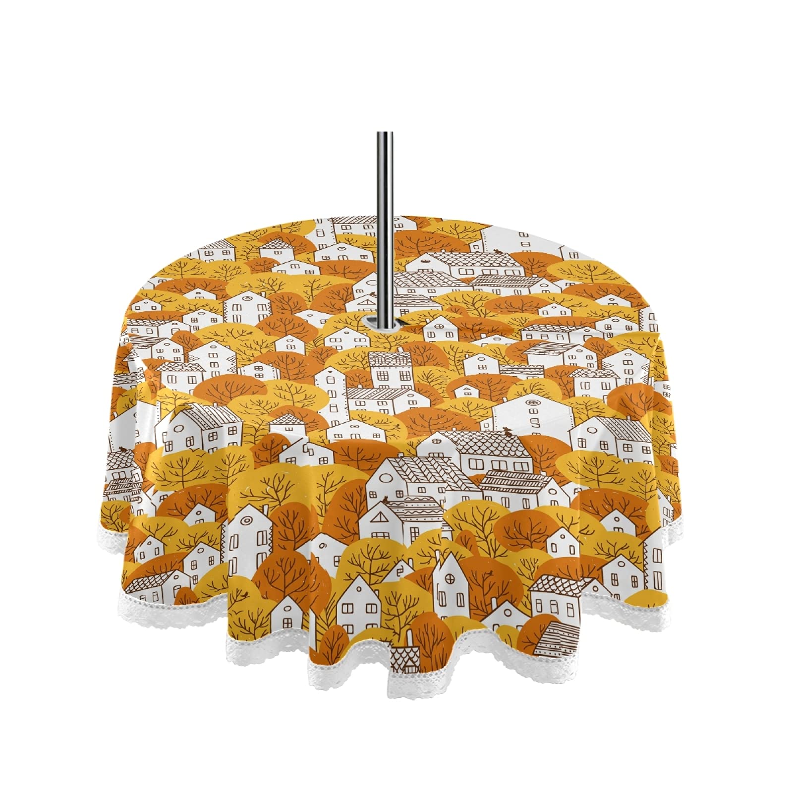 Waterproof Outdoor Tablecloth with Umbrella Hole & Zipper - All-Season Picnic, Backyard, Patio, Garden Party Table Cover - Machine Washable for Easy Cleaning - Perfect for BBQs, Family Gatherings & Outdoor Dining