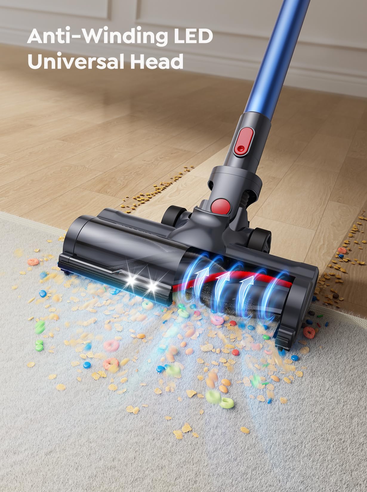 Powerful 450W Cordless Vacuum Cleaner with 40Kpa Suction & 55 Min Runtime - Lightweight Stick Vacuum for Hard Floors, Carpets & Pet Hair - Rechargeable Wall Mount & Touch Display - Perfect for Home Cleaning & Pet Owners