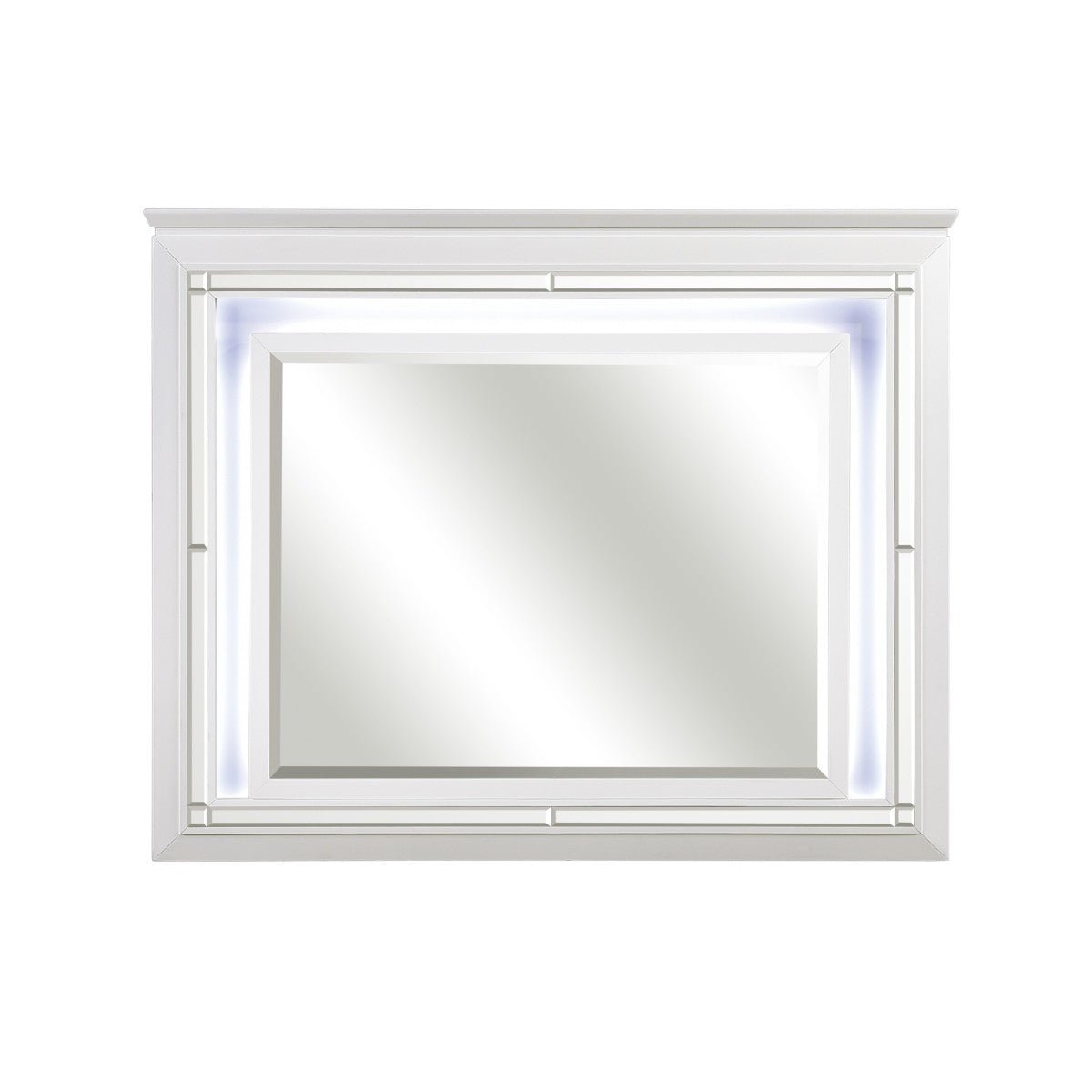 Allura White Mirror with LED Lighting - Modern Vanity Mirror for Makeup, Shaving & Home Decor
