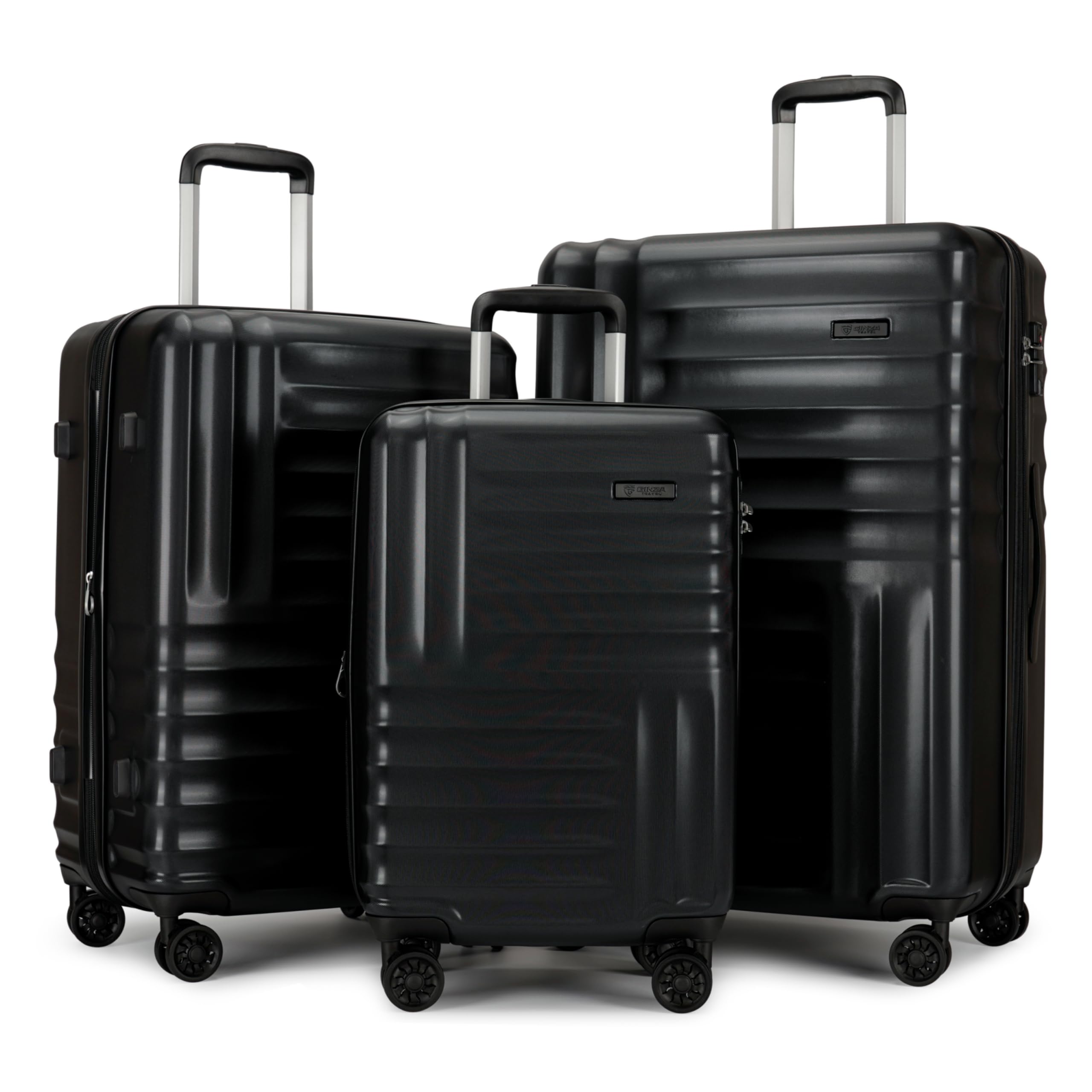 GinzaTravel 3-Piece Expandable Hardside Luggage Set with 4 Spinner Wheels, TSA Lock - Durable PC+ABS Suitcases for Travel, Business Trips & Family Vacations