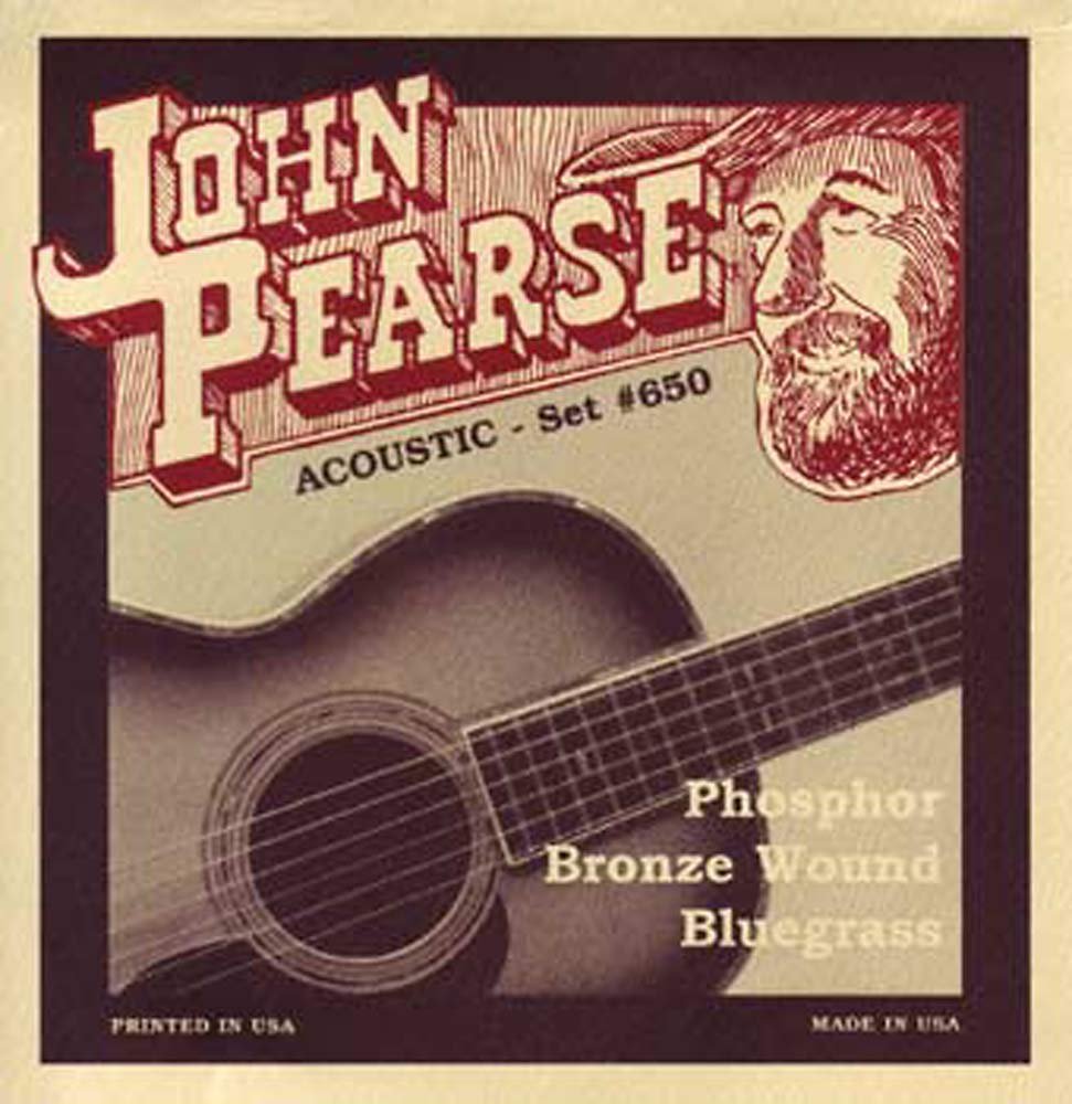 John Pearse P650 Bronze Acoustic Guitar Strings - Medium Gauge for Folk, Blues & Fingerstyle Playing - Perfect for Live Performances & Studio Recording
