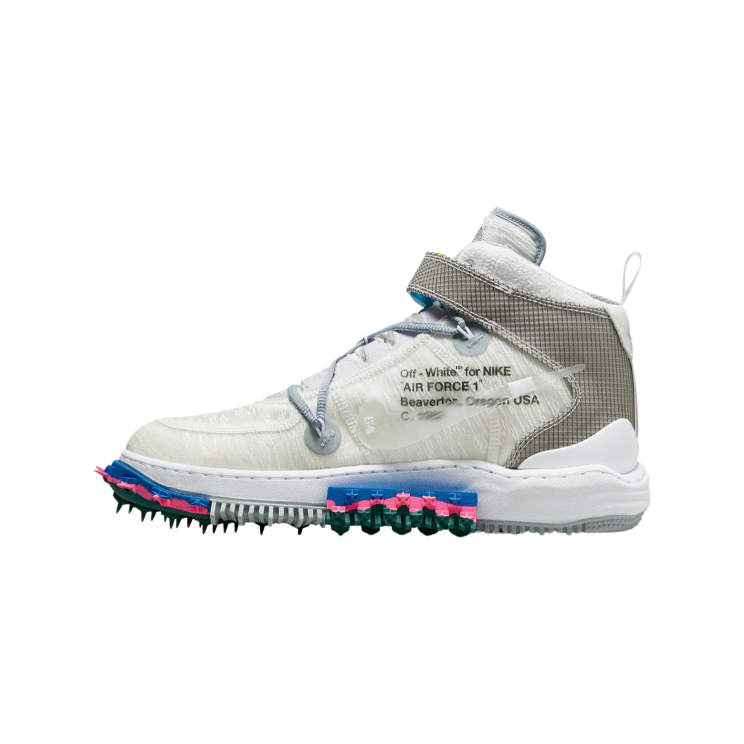 Off White x Nike Air Force 1 Mid Sneakers - Track White/Clear Black - Limited Edition Basketball Shoes for Streetwear & Urban Fashion