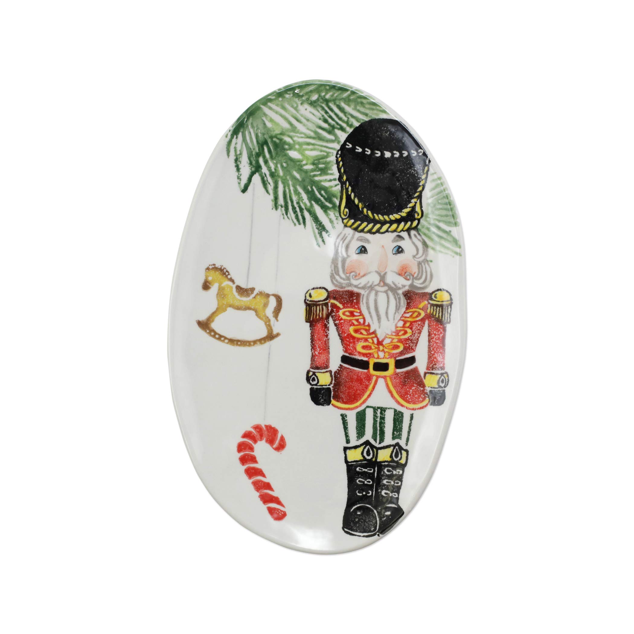 Handcrafted Vietri Terra Bianca 13-Inch Oval Nutcracker Platter - Colorful Ceramic Serving Dish for Steak, Salad, Appetizers & Holiday Entertaining