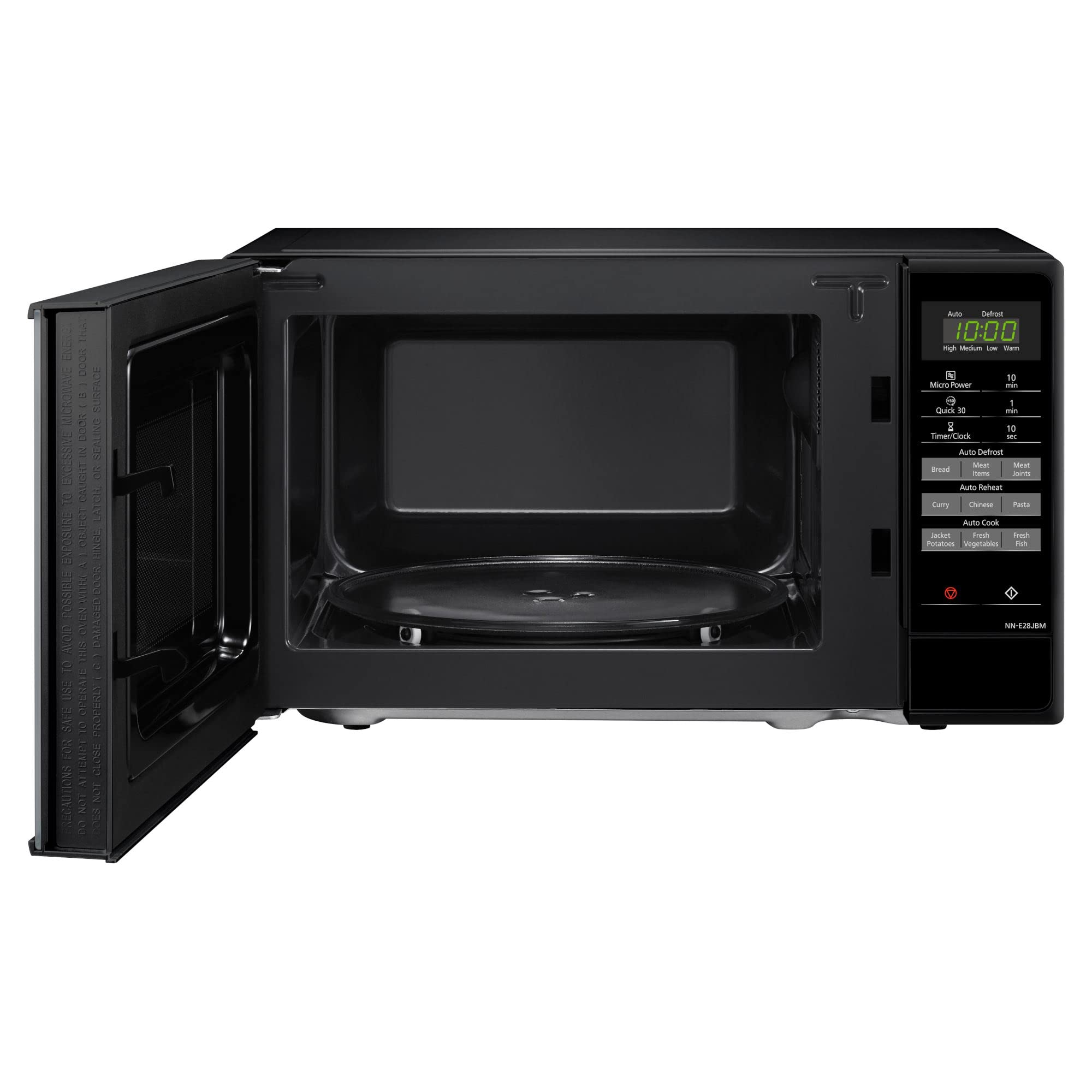 Panasonic NN-E28JBMBPQ 800W Compact Solo Microwave Oven with Turntable - 20L Capacity, Black - Perfect for Small Kitchens, Dorms & Office Break Rooms
