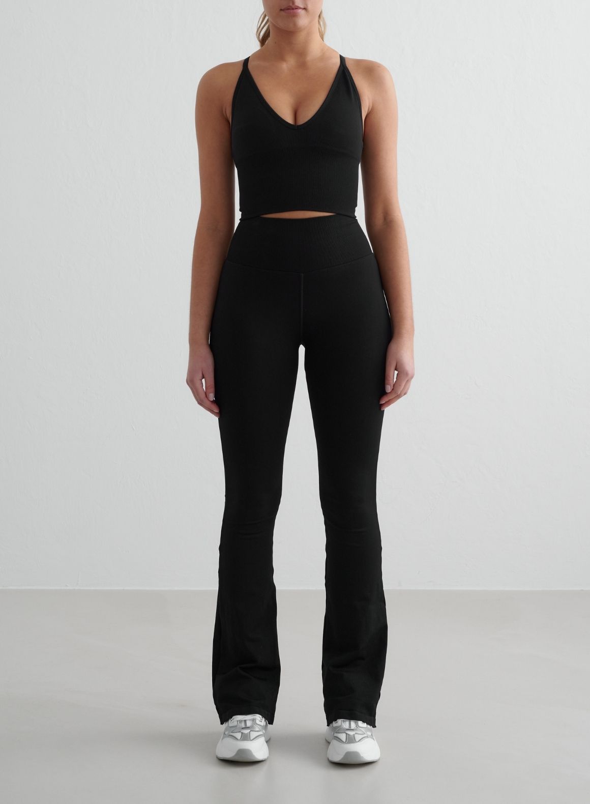 Black Seamless Flare Leggings for Women - High Waisted Yoga Pants with Tummy Control, Perfect for Workout, Running & Casual Wear