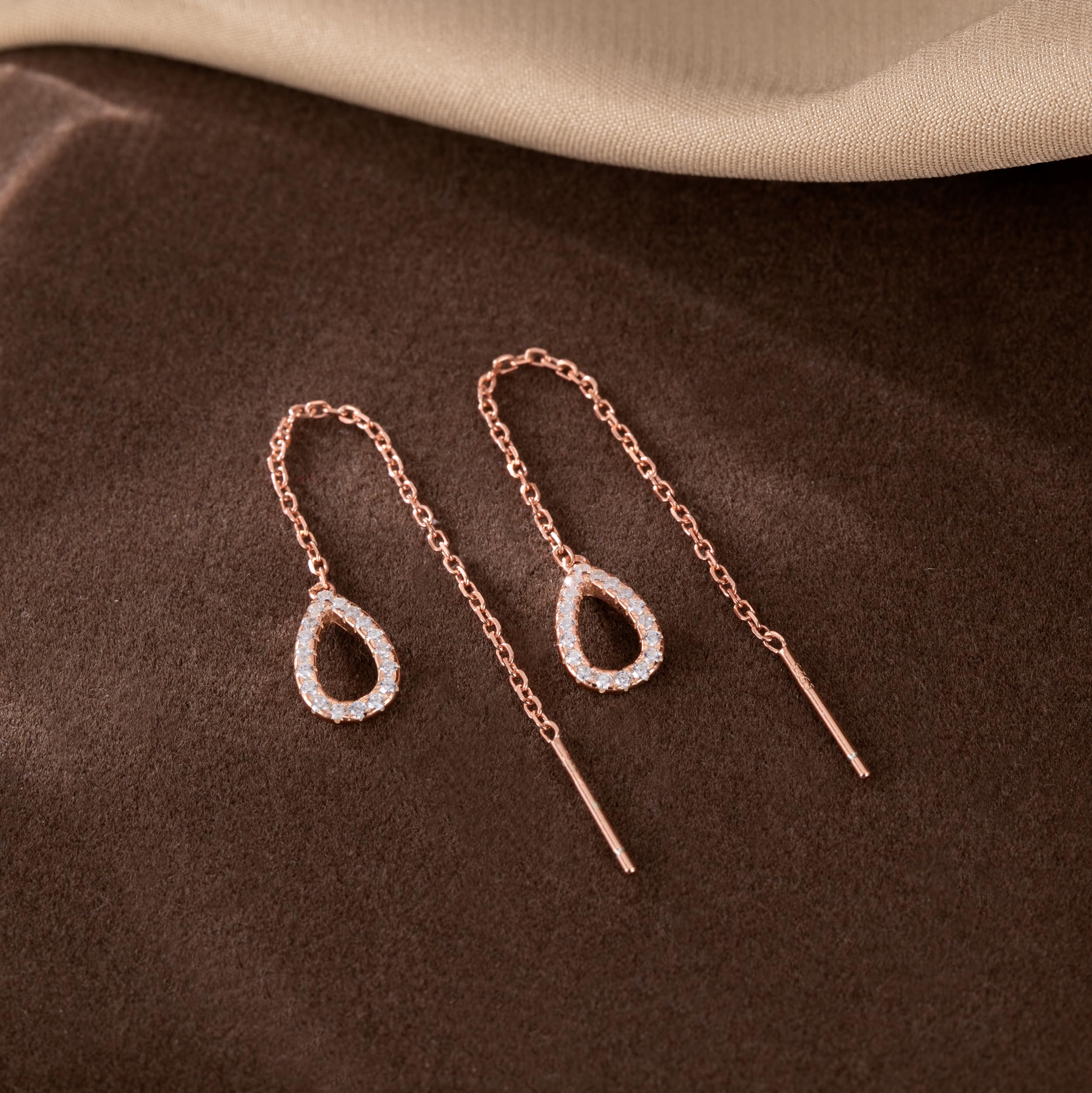 SLUYNZ Sterling Silver Teardrop Threader Earrings for Women - Dainty Drop Chain Dangle Earrings for Teens & Adults - Perfect for Parties, Weddings & Everyday Wear