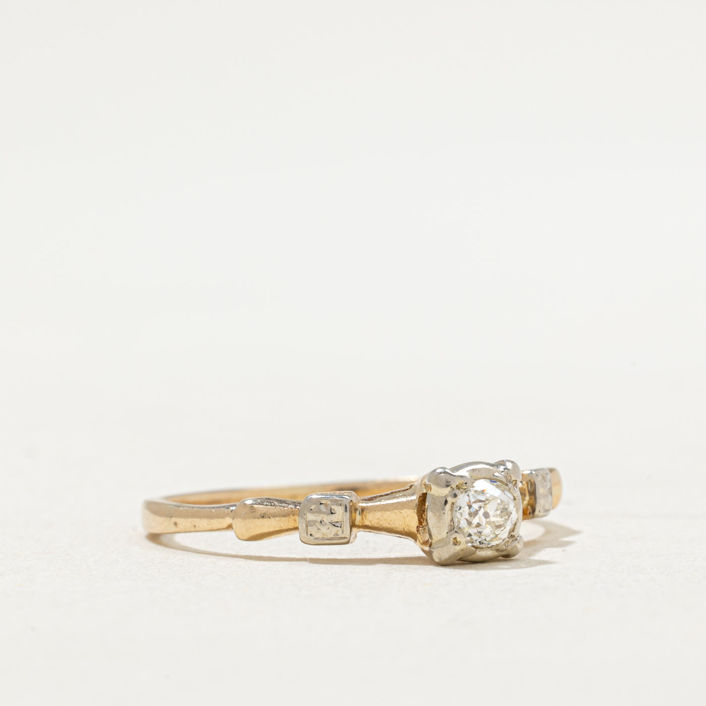 Two Tone Gold Diamond Ring - 0.19ct Round Cut Diamond Engagement Ring for Women, Size 8.5 | Perfect for Proposals, Anniversaries & Special Occasions