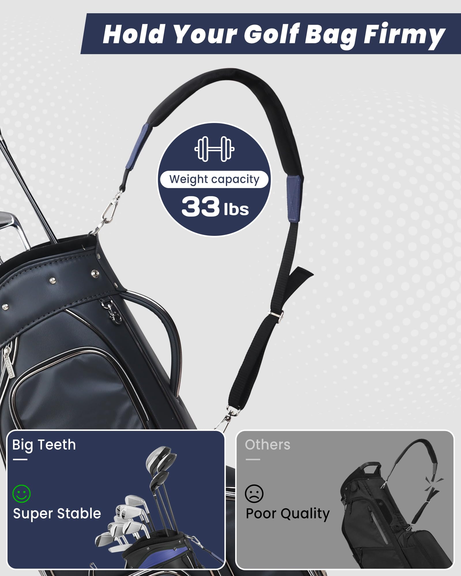 Premium Padded Golf Bag Shoulder Strap - Adjustable Thick Comfort Pad, Quick Release Buckle, Universal Replacement for Golf Bags - Perfect for Walking the Course or Driving Range Practice