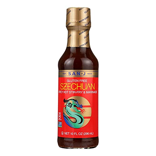 San-J Szechuan Cooking Sauce 10 Oz (Pack of 6) - Authentic Chinese Stir Fry Sauce - Perfect for Szechuan Beef, Kung Pao Chicken & Spicy Noodle Dishes